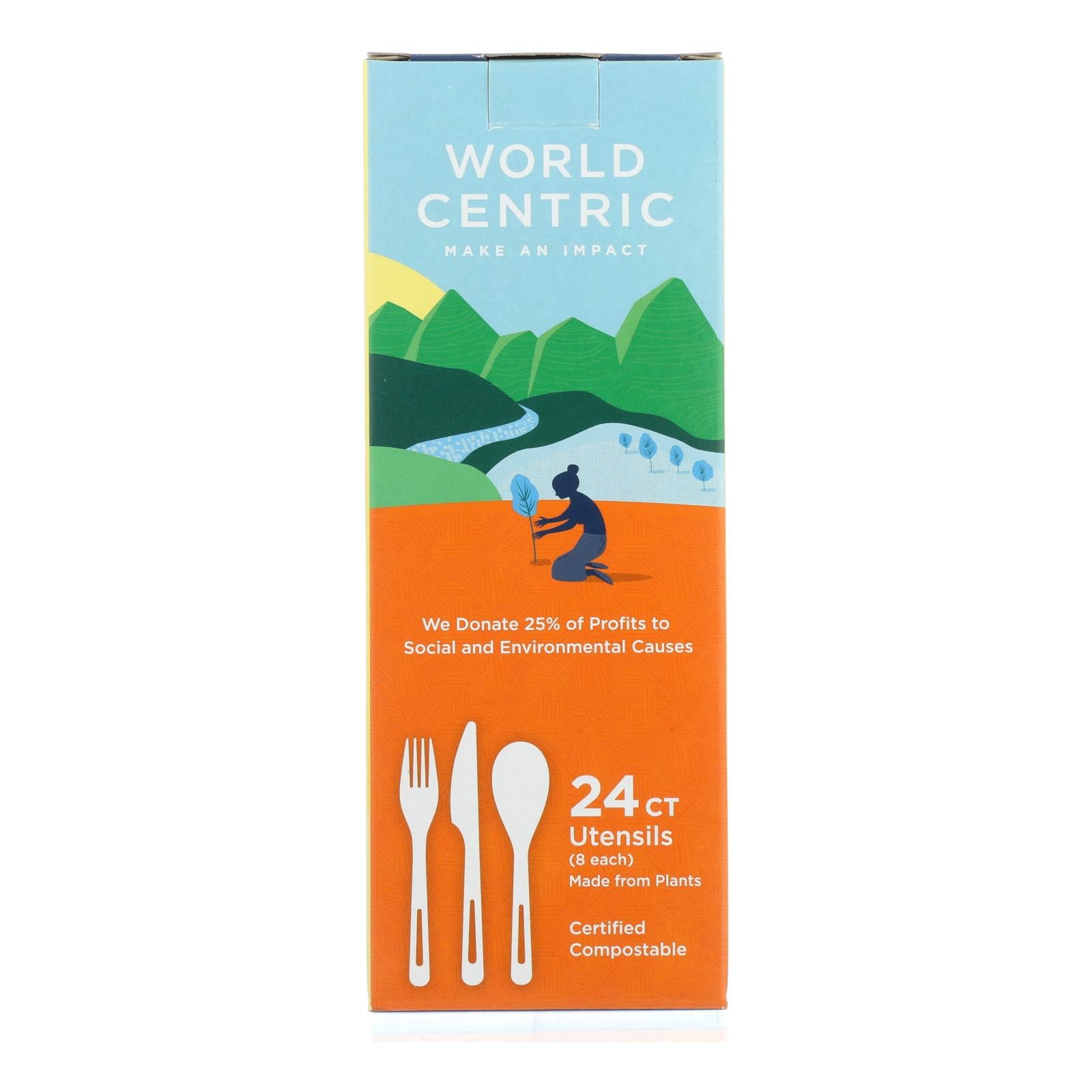 World Centric Assorted Corn Starch Flatware - Case Of 12 - 24 Count - GreatEagleInc
