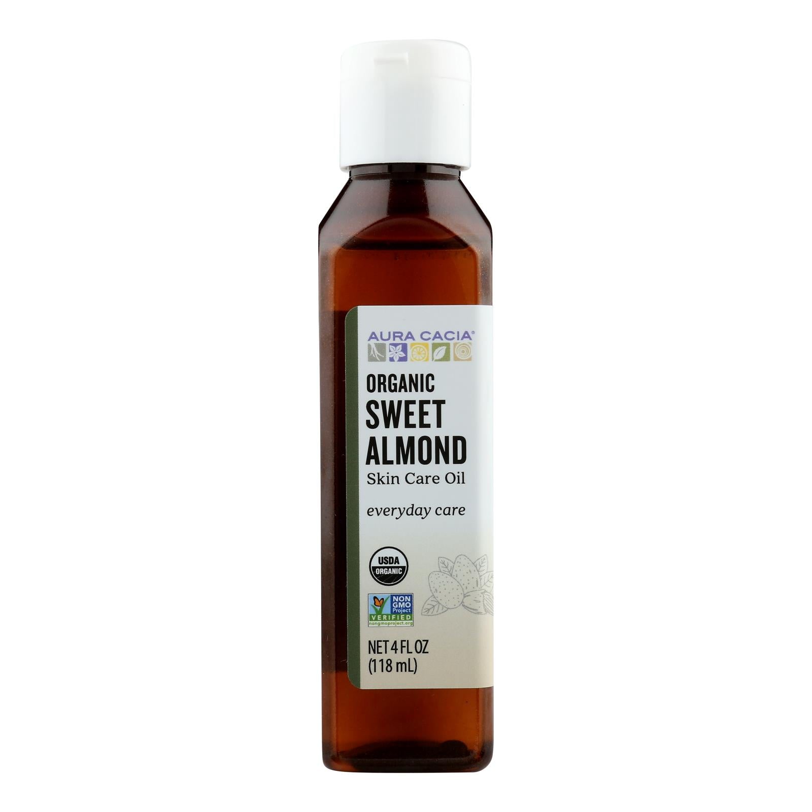 Aura Cacia - Organic Aromatherapy Sweet Almond Oil - 4 Fl Oz - GreatEagleInc