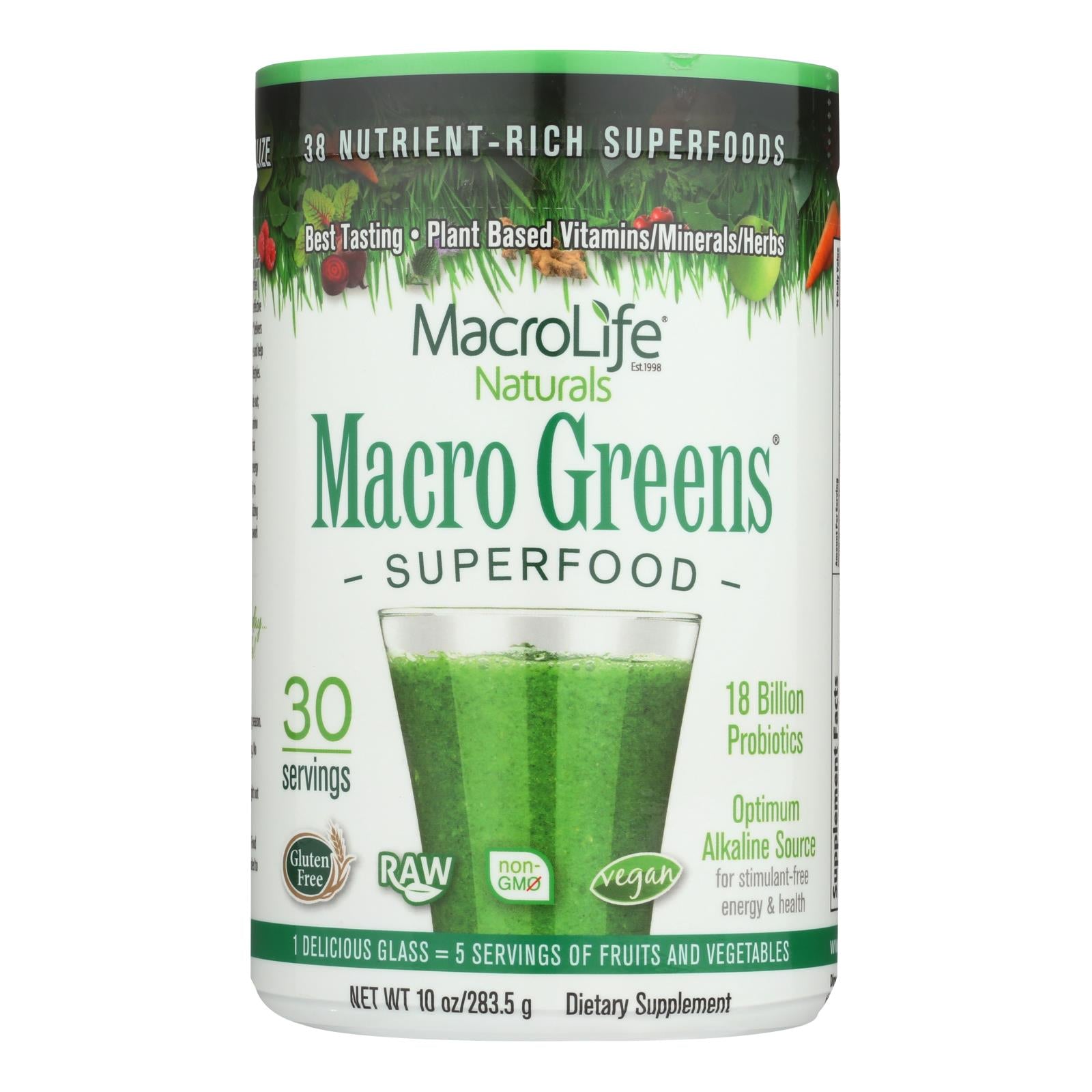 Macrolife Naturals Macro Greens - 10 Oz - GreatEagleInc