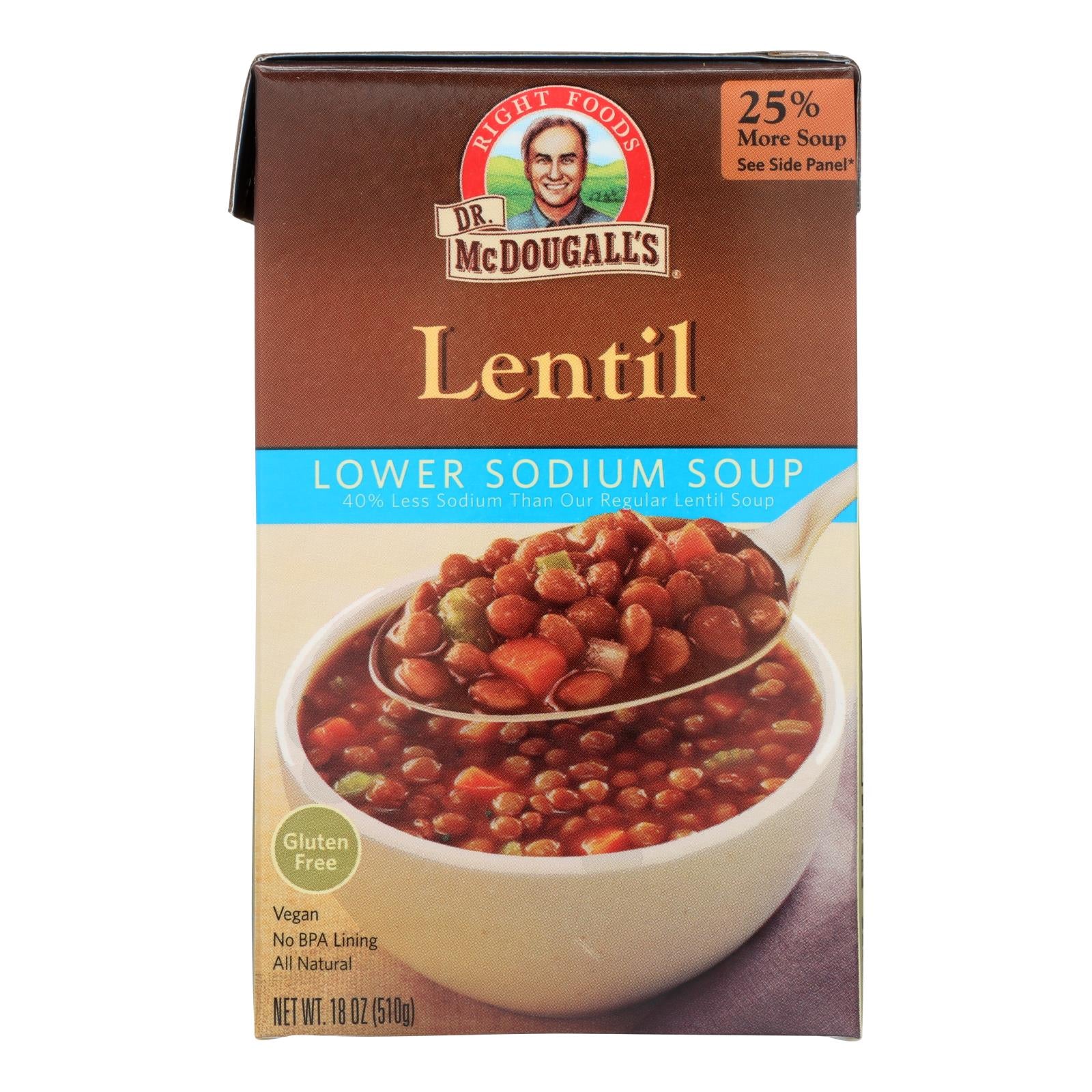 Dr. Mcdougall's Lentil Lower Sodium Soup - Case Of 6 - 18 Oz. - GreatEagleInc