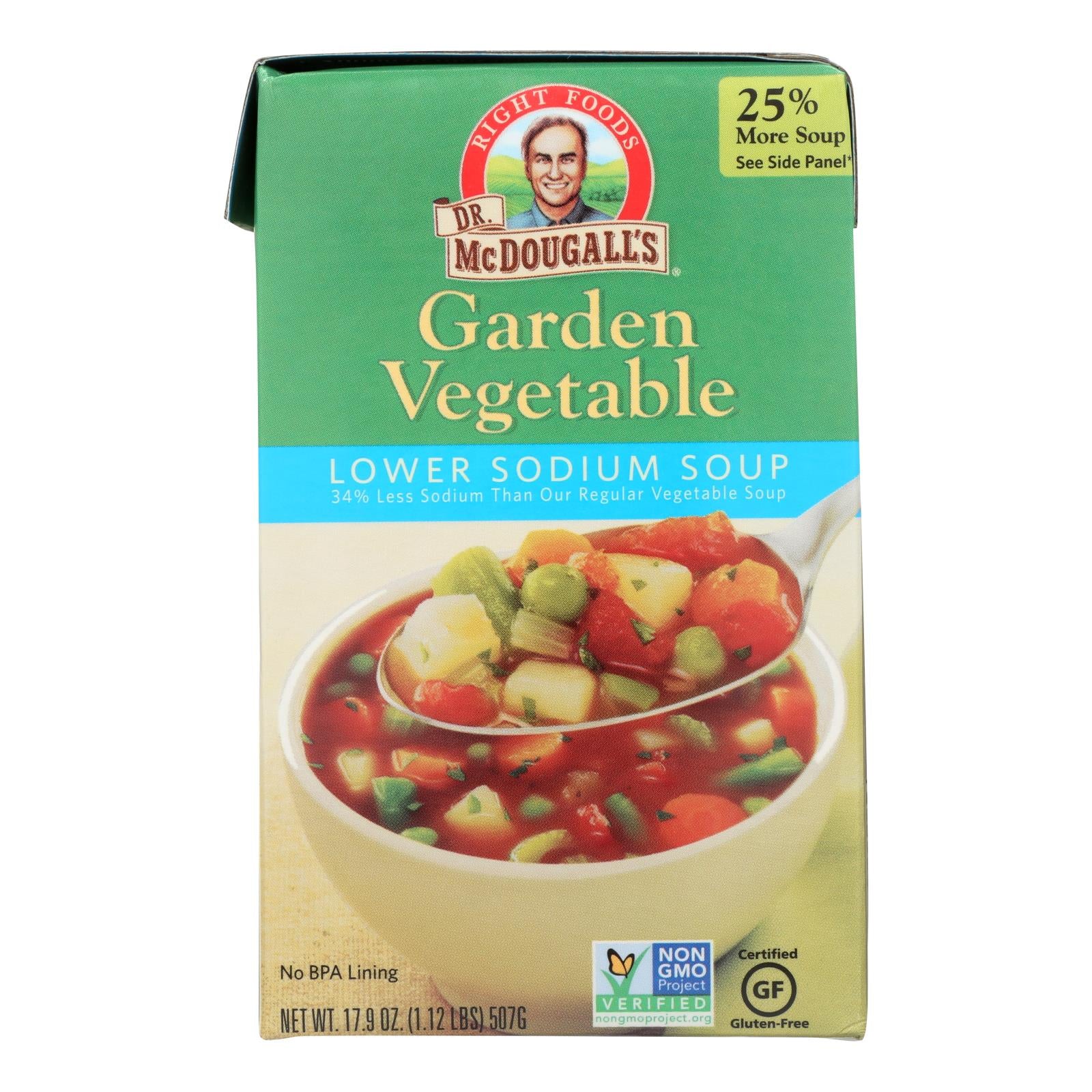 Dr. Mcdougall's Garden Vegetable Lower Sodium Soup - Case Of 6 - 17.9 Oz. - GreatEagleInc