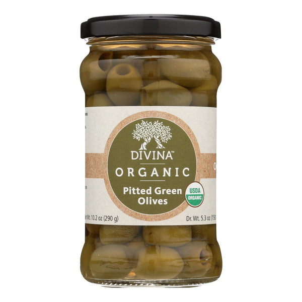 Divina - Organic Pitted Green Olives - Case Of 6 - 6 Oz. - Eco-Friendly Home & Grocery