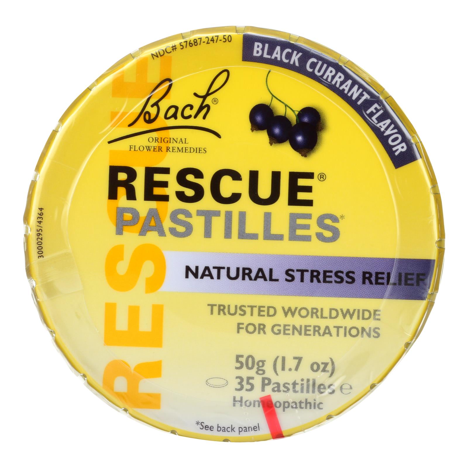 Bach Flower Remedies Rescue Pastilles Black Currant - 1.7 Oz - Case Of 12 - GreatEagleInc