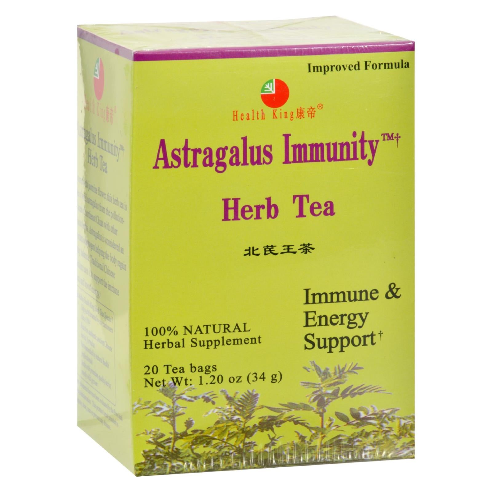 Health King Astragalus Immunity Herb Tea - 20 Tea Bags - GreatEagleInc