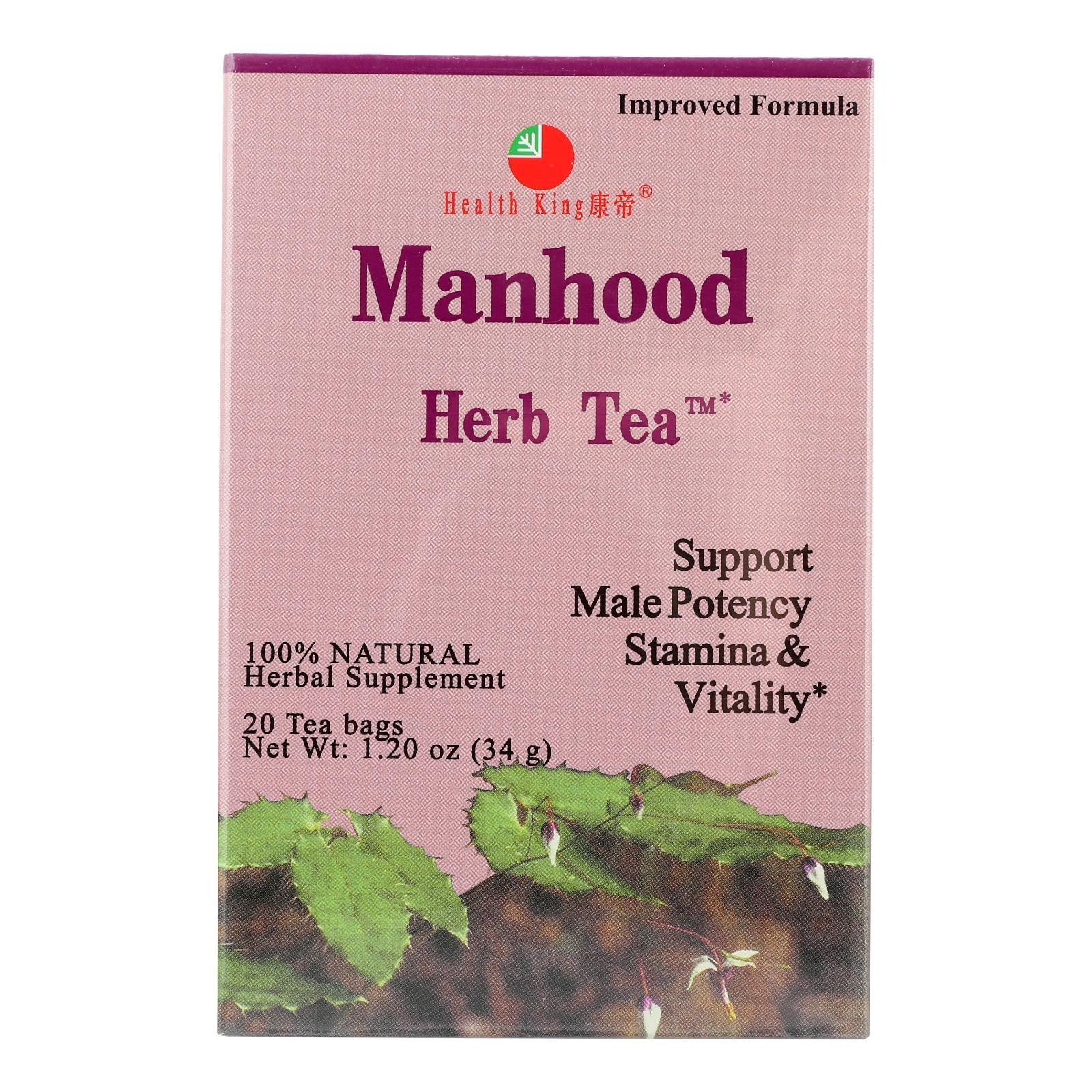 Health King Manhood Herb Tea - 20 Tea Bags - Eco-Friendly Home & Grocery