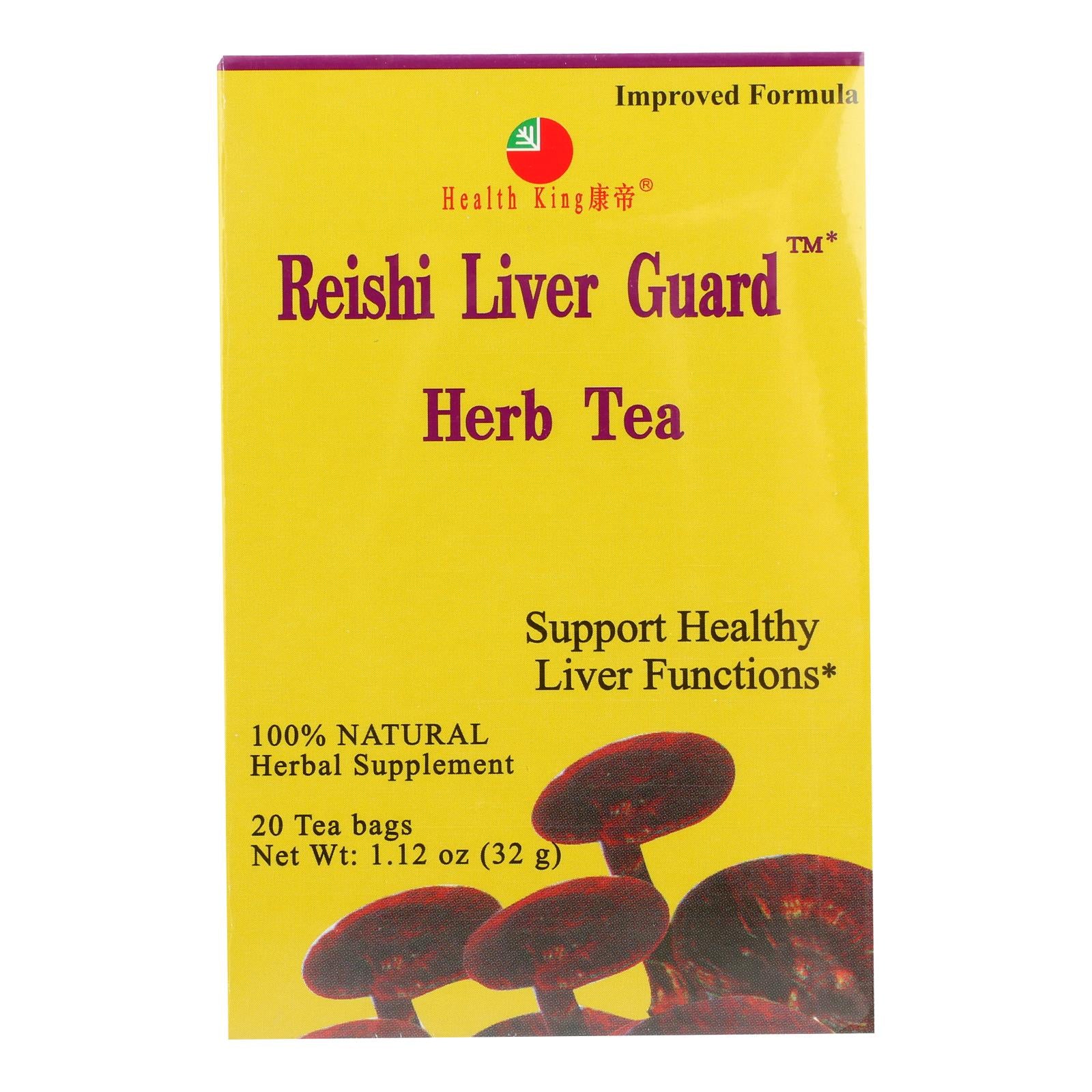 Health King Reishi Liver Guard Herb Tea - 20 Tea Bags - GreatEagleInc