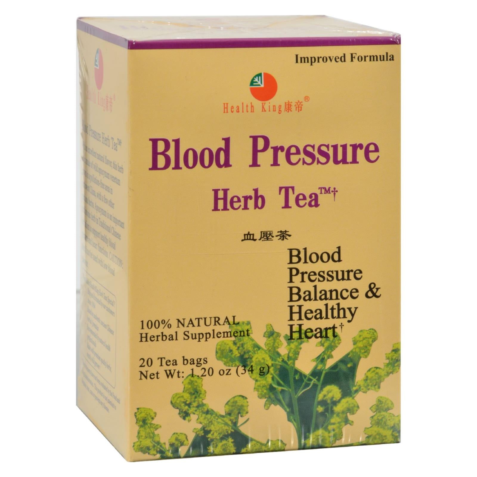 Health King Blood Pressure Herb Tea - 20 Tea Bags - Eco-Friendly Home & Grocery