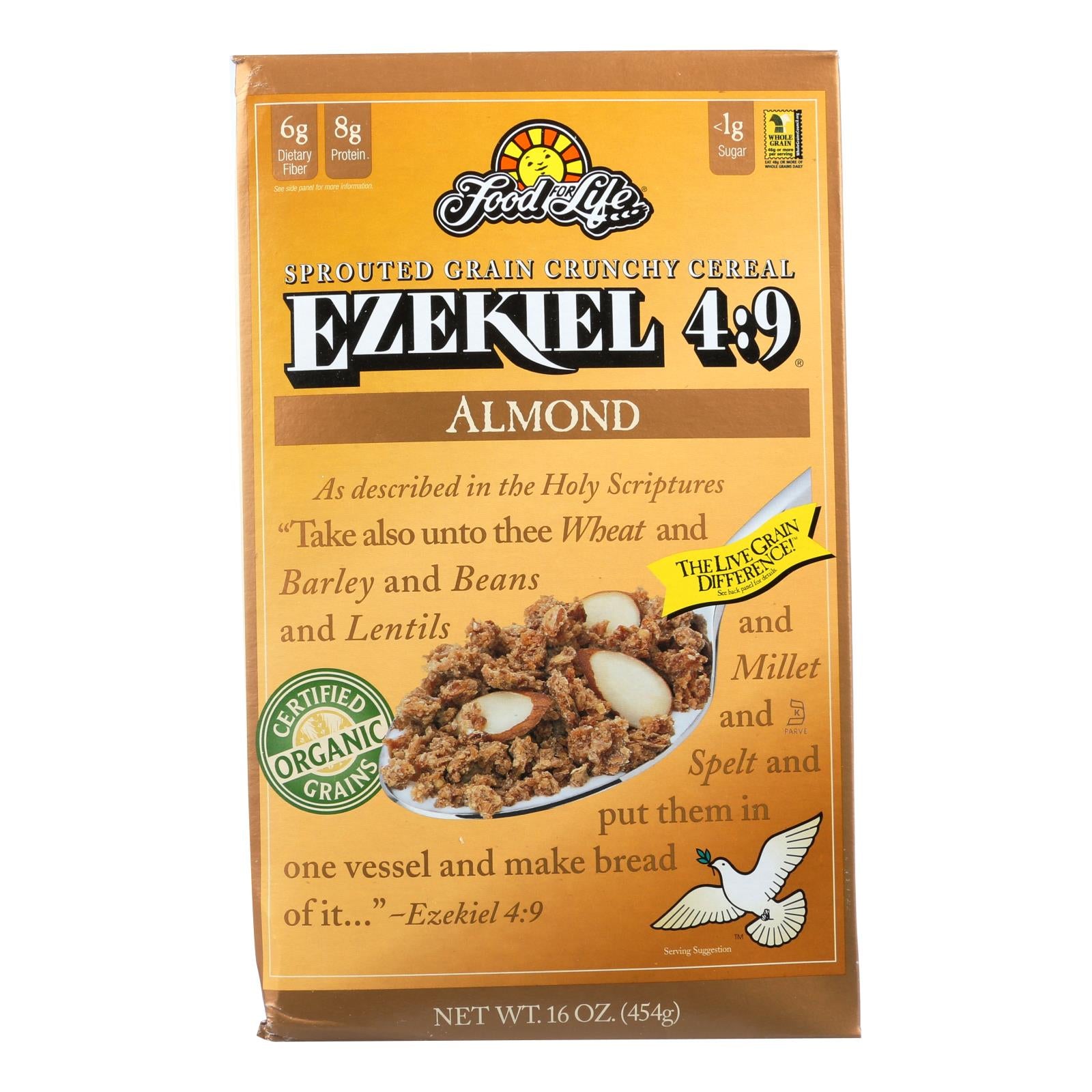 Food For Life Baking Co. Cereal - Organic - Ezekiel 4-9 - Sprouted Whole Grain - Almond - 16 Oz - Case Of 6 - GreatEagleInc