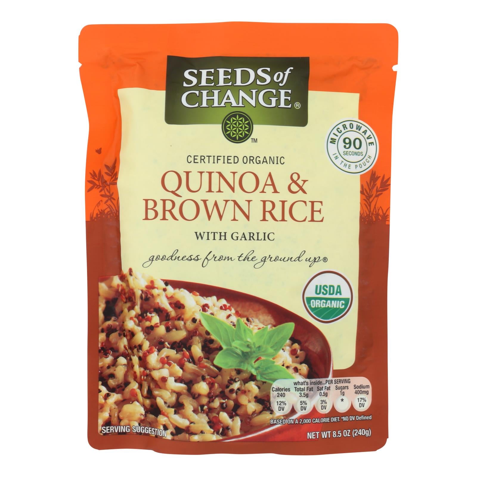 Seeds Of Change Organic Quinoa And Brown Rice With Garlic - Case Of 12 - 8.5 Oz. - GreatEagleInc