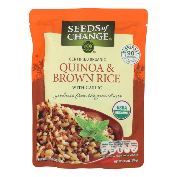 Seeds Of Change Organic Quinoa And Brown Rice With Garlic - Case Of 12 - 8.5 Oz. - GreatEagleInc