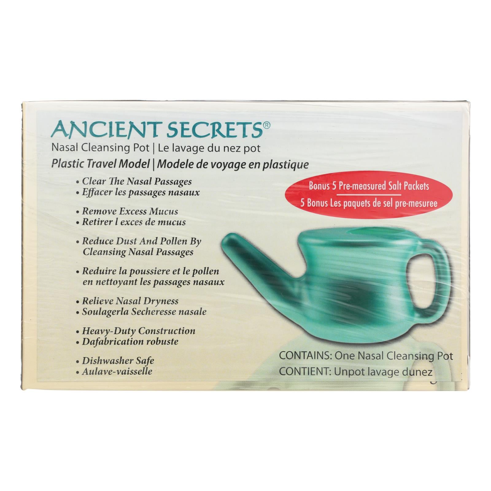 Ancient Secrets Nasal Cleansing Neti Pot - Plastic - 1 Pot - GreatEagleInc