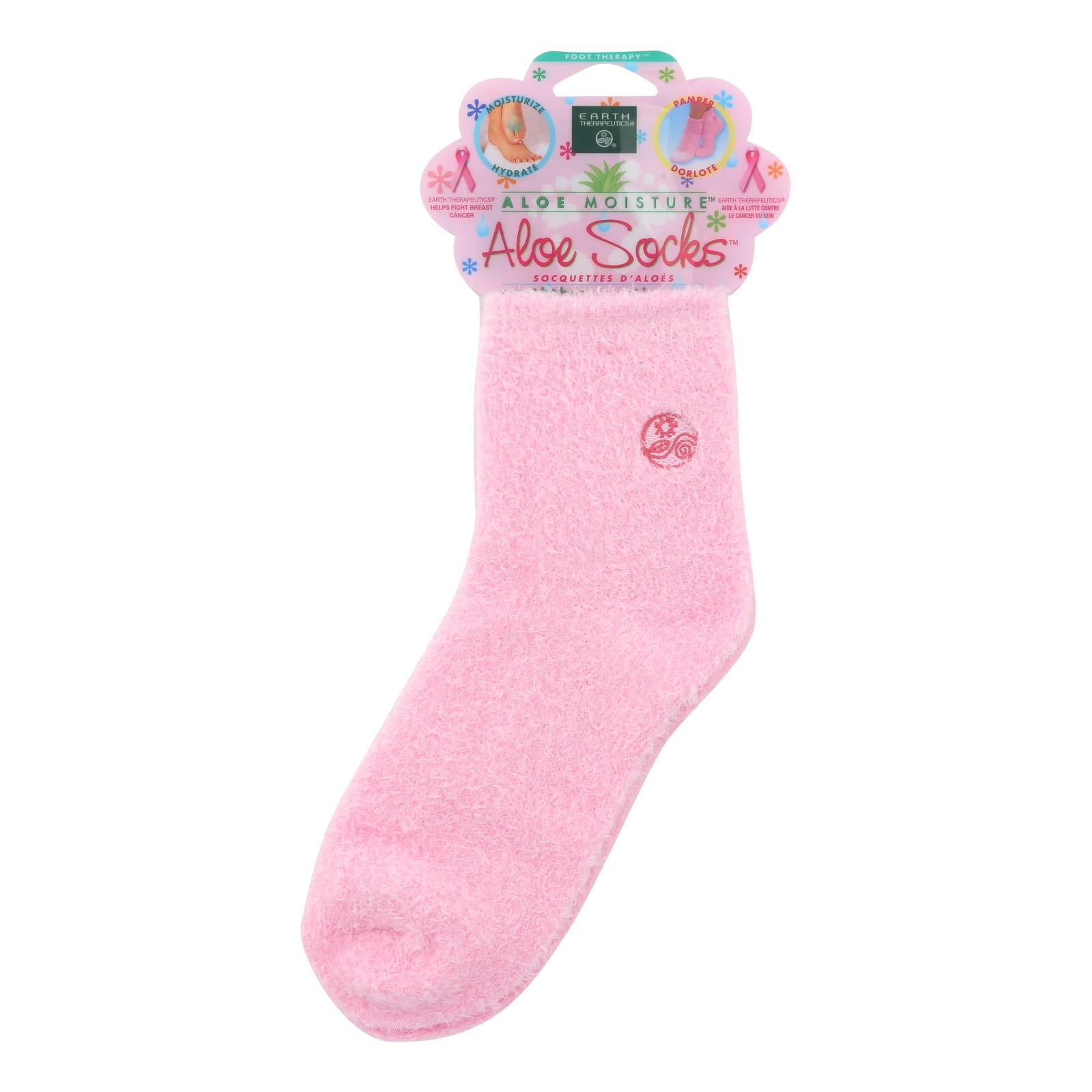 Earth Therapeutics Aloe Socks Pink - 1 Pair - Eco-Friendly Home & Grocery