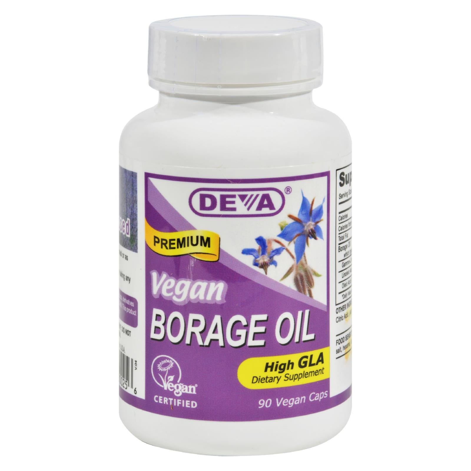Deva Vegan Vitamins - Borage Oil - 500 Mg - 90 Vegan Capsules - Eco-Friendly Home & Grocery