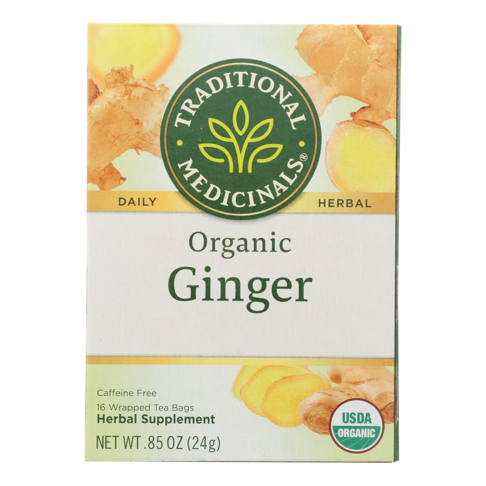 Traditional Medicinals Organic Ginger Herbal Tea - 16 Tea Bags - Case Of 6 - GreatEagleInc