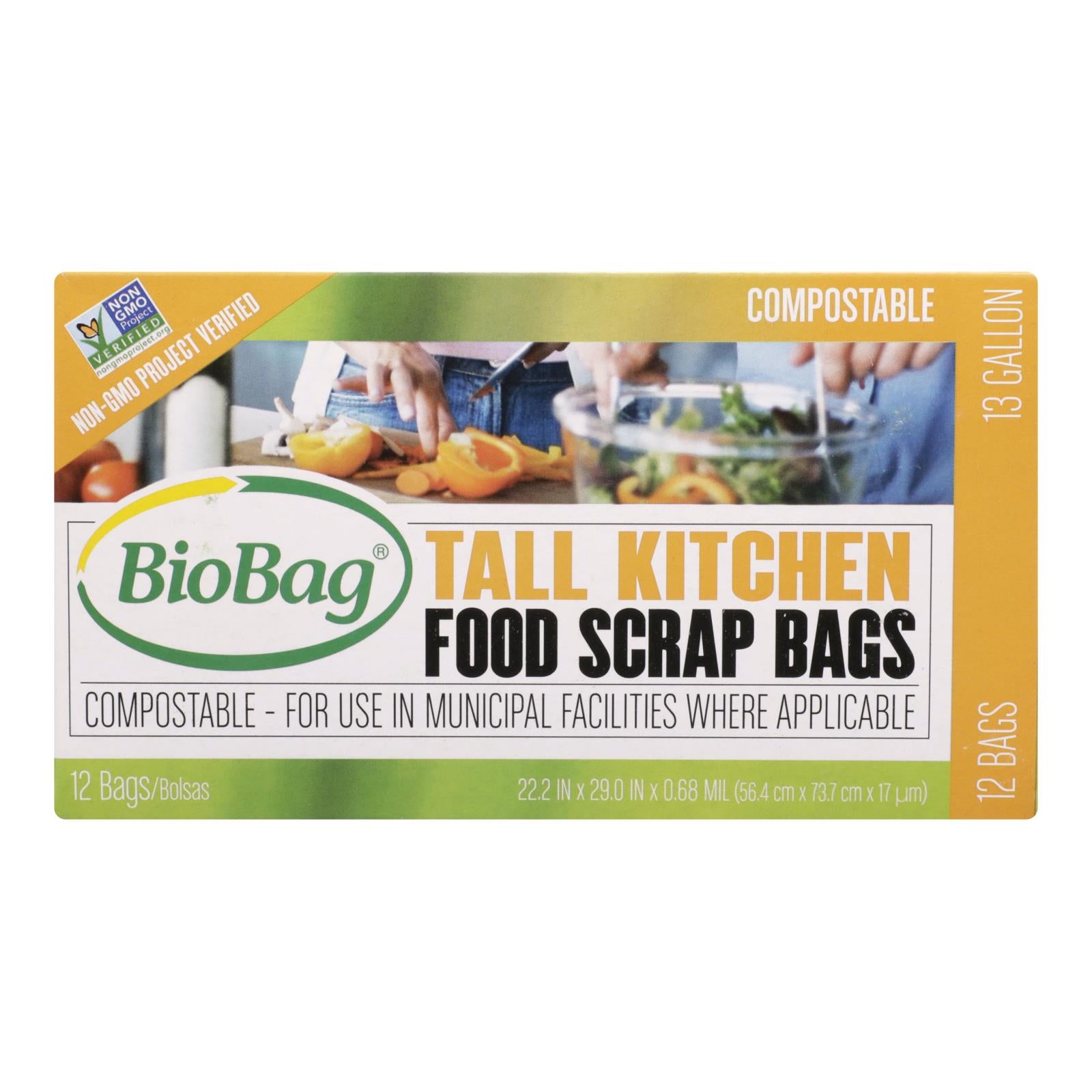 Biobag - 13 Gallon Tall Food Waste Bags - Case Of 12 - 12 Count - GreatEagleInc