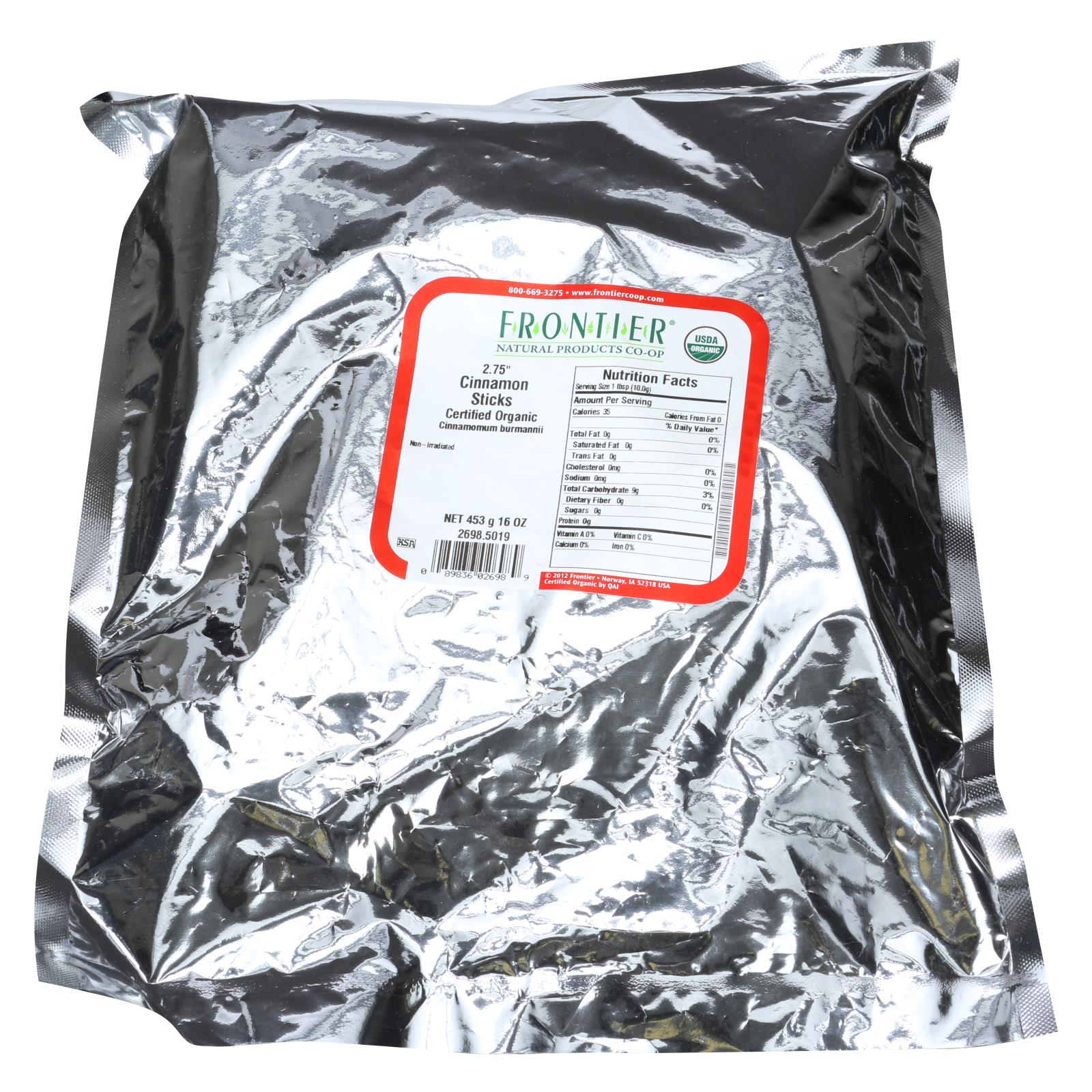 Frontier Herb Cinnamon - Organic - Sticks - 2.75 In - Bulk - 1 Lb - Eco-Friendly Home & Grocery