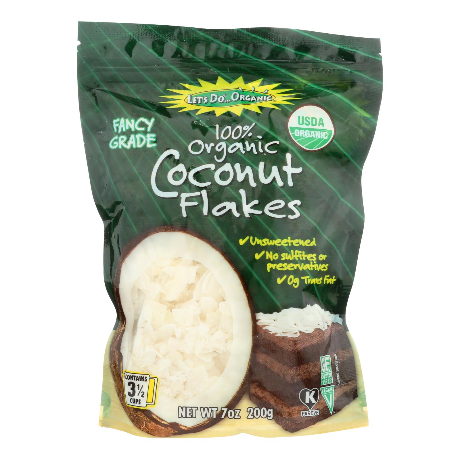 Let's Do Organics Coconut Flakes - Case Of 12 - 7 Oz. - GreatEagleInc