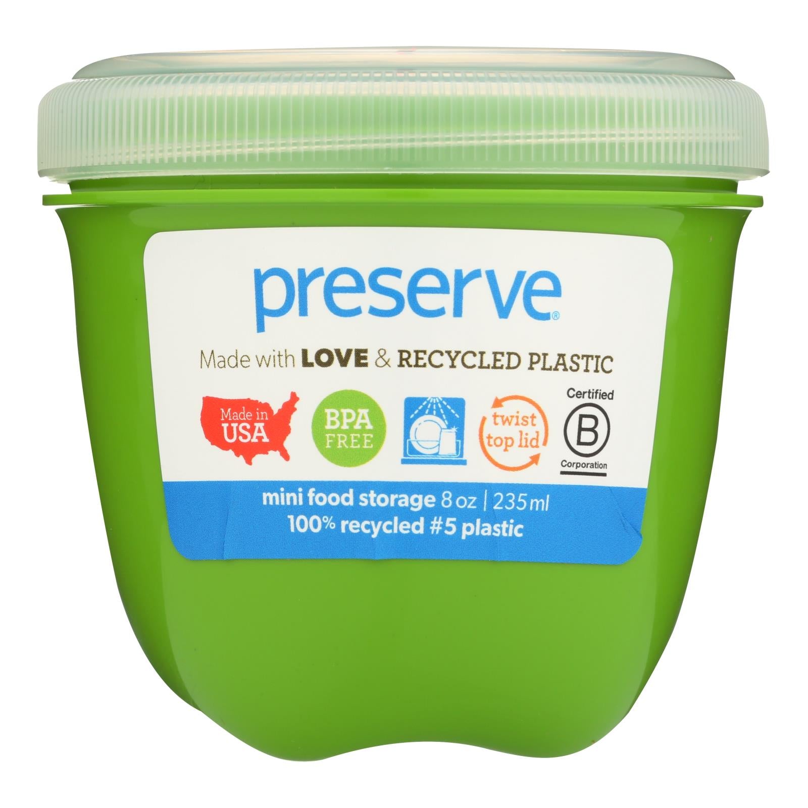 Preserve Mini Food Storage Container - Apple Green - Case Of 12 - 8 Oz - GreatEagleInc