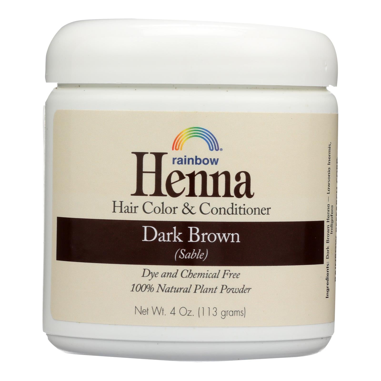 Rainbow Research Henna Hair Color And Conditioner Persian Dark Brown Sable - 4 Oz - Eco-Friendly Home & Grocery