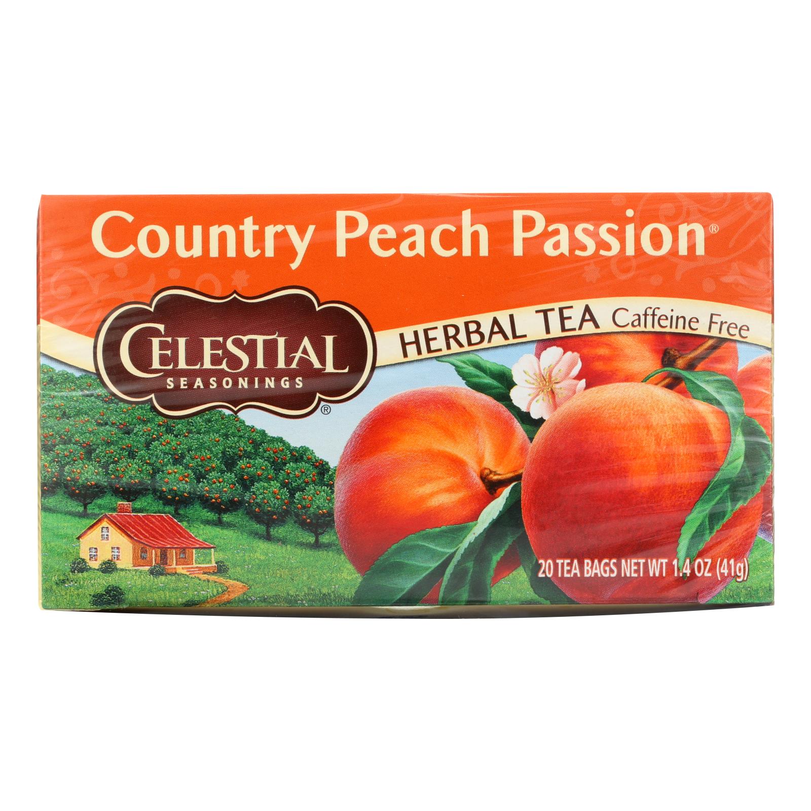 Celestial Seasonings Herbal Tea Caffeine Free Country Peach Passion - 20 Tea Bags - Case Of 6 - GreatEagleInc