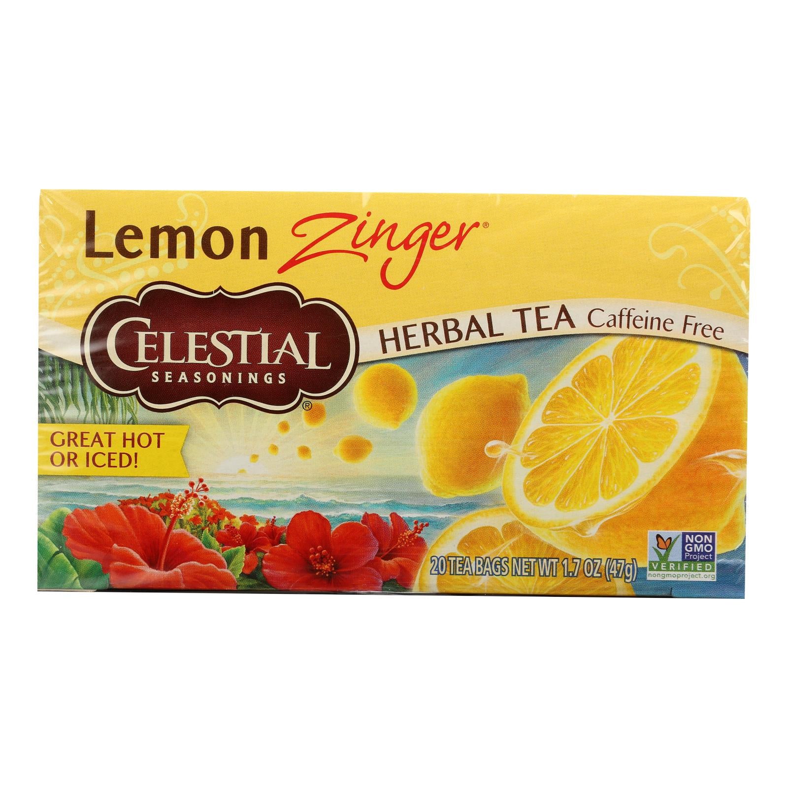 Celestial Seasonings Herbal Tea Caffeine Free Lemon Zinger - 20 Tea Bags - Case Of 6 - GreatEagleInc