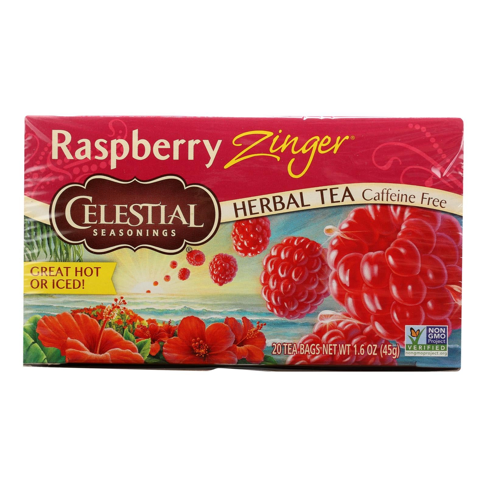Celestial Seasonings Herbal Tea Caffeine Free Raspberry Zinger - 20 Tea Bags - Case Of 6 - GreatEagleInc