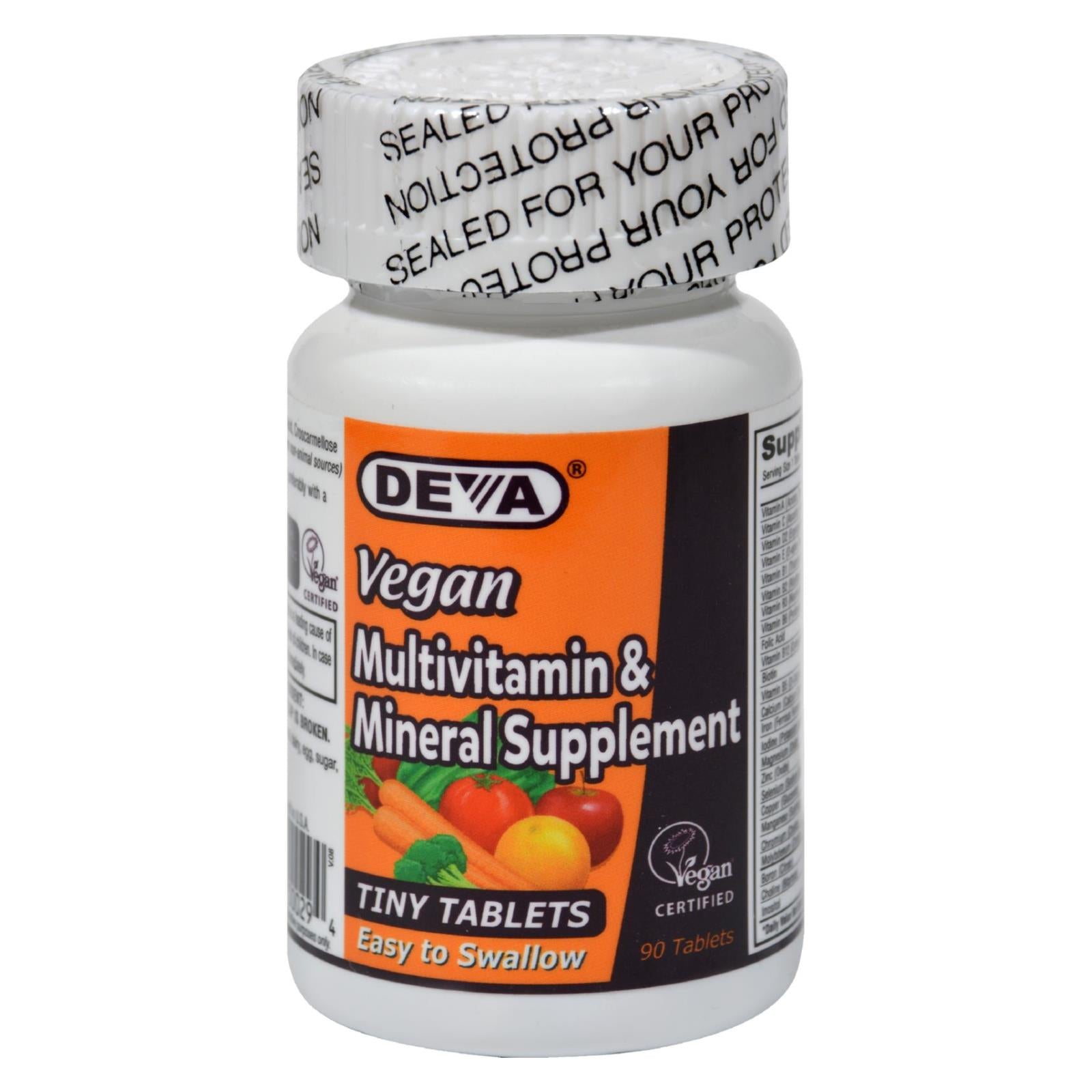 Deva Vegan Vitamins - Multivitamin And Mineral Supplement - 90 Tiny Tablets - GreatEagleInc