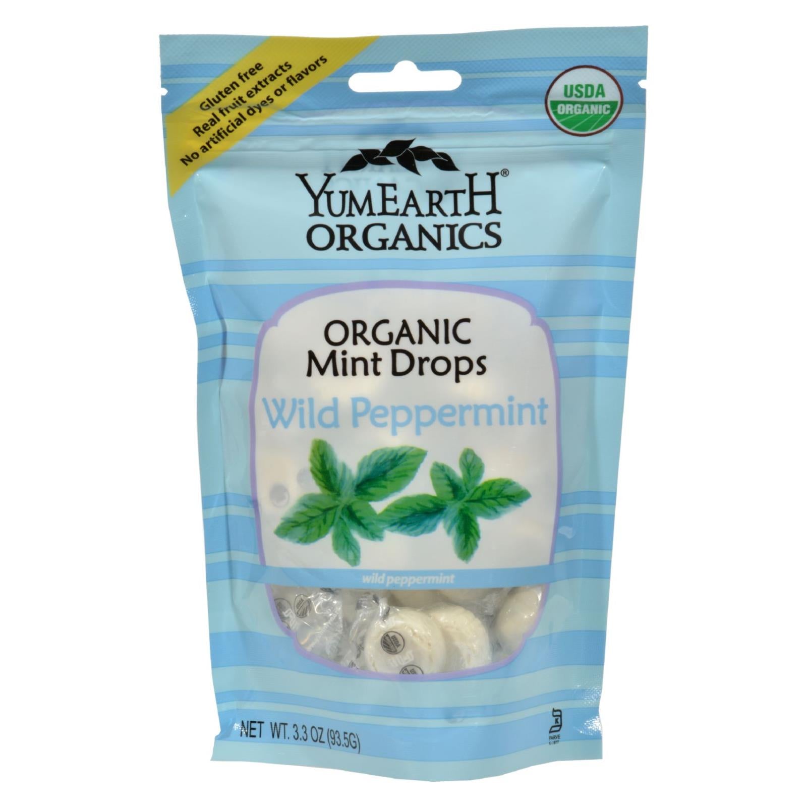 Yummy Earth Organic Candy Drops Wild Peppermint - 3.3 Oz - Case Of 6 - Eco-Friendly Home & Grocery