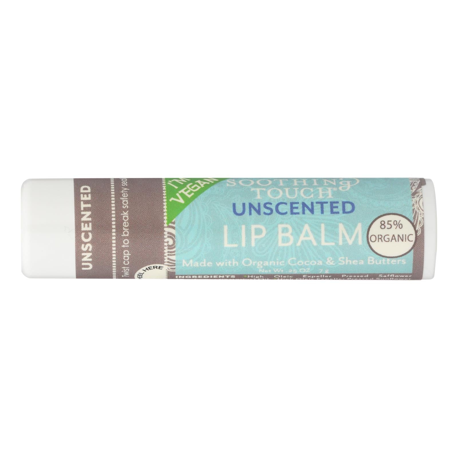 Soothing Touch Lip Balm - Vegan Unscented - Case Of 12 - .25 Oz - Eco-Friendly Home & Grocery