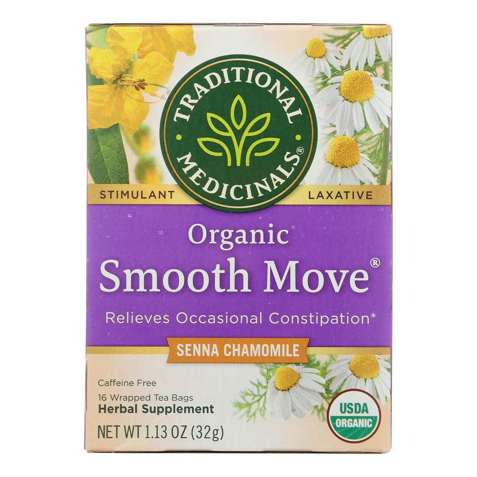 Traditional Medicinals Organic Smooth Move Chamomile Herbal Tea - 16 Tea Bags - Case Of 6 - GreatEagleInc