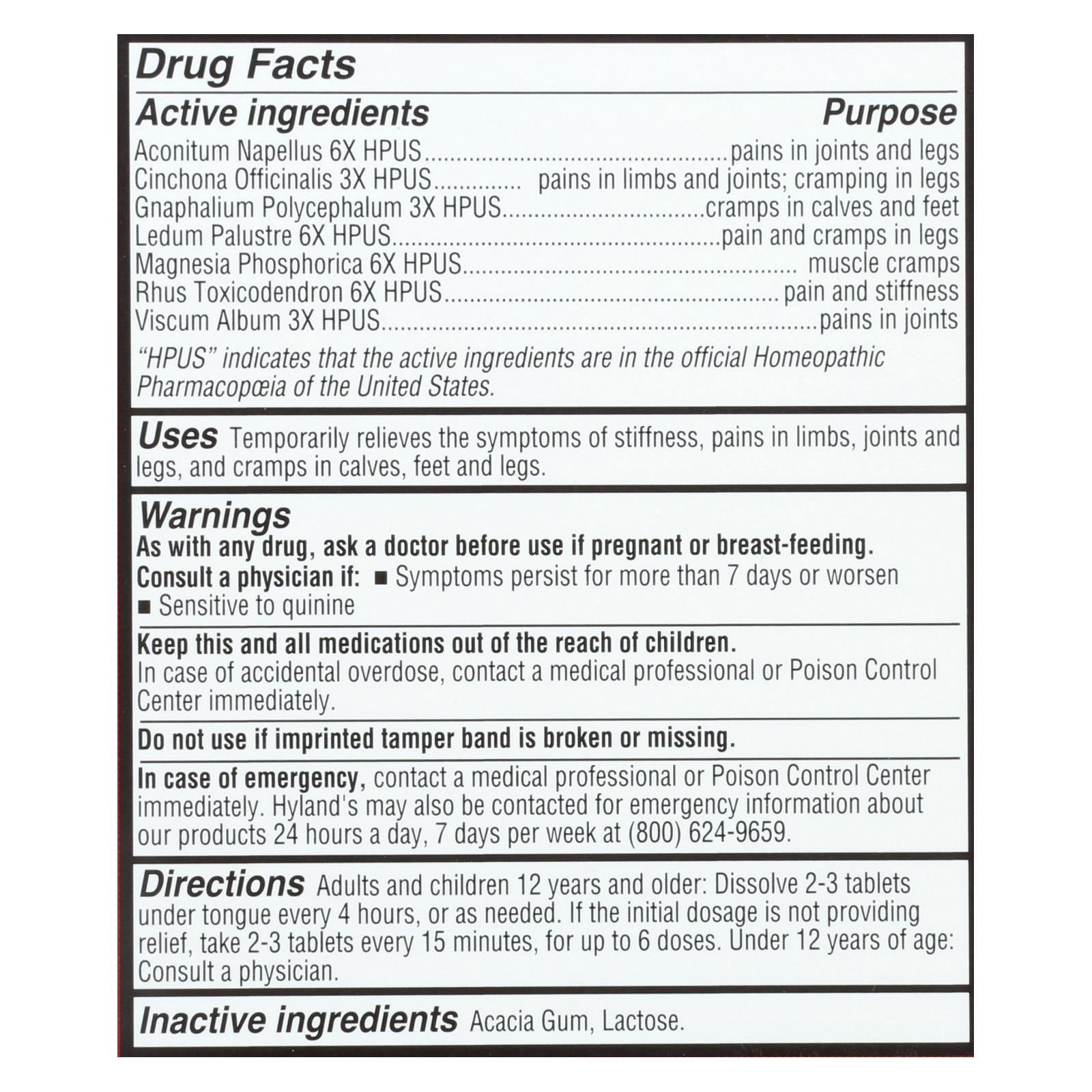 Hyland's Leg Cramps - 50 Quick Disolving Tablets - GreatEagleInc