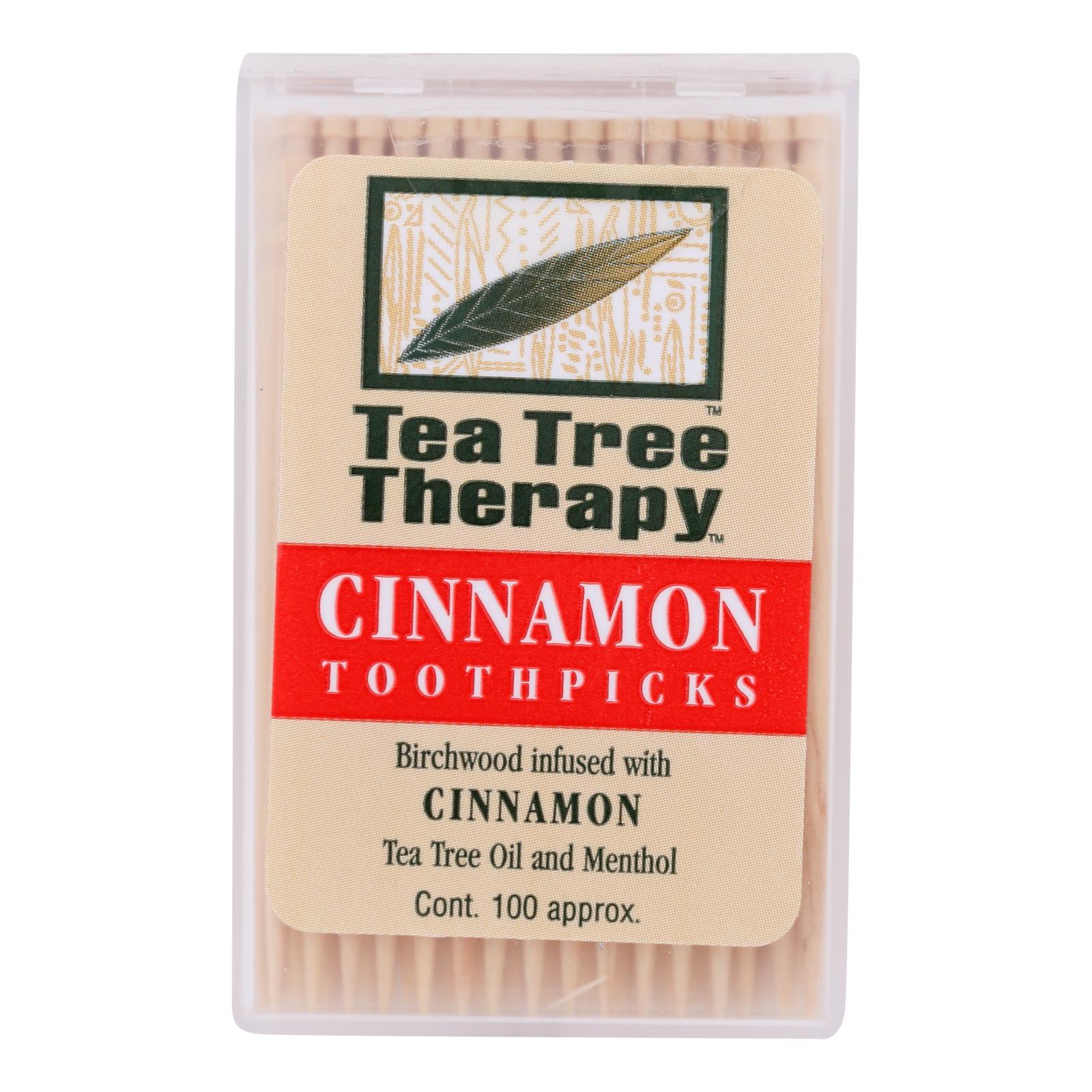 Tea Tree Therapy Toothpicks Cinnamon - 100 Toothpicks - Case Of 12 - GreatEagleInc