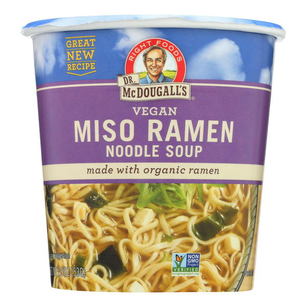 Dr. Mcdougall's Vegan Miso Ramen Soup Big Cup With Noodles - Case Of 6 - 1.9 Oz. - GreatEagleInc