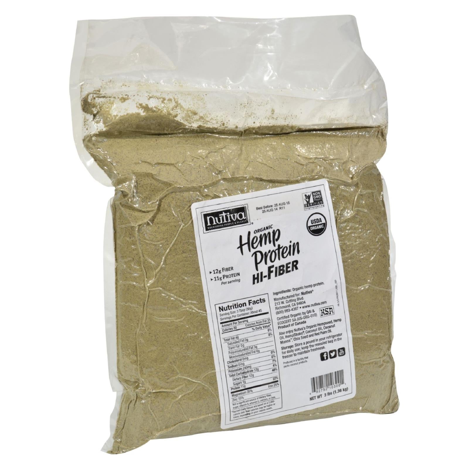 Nutiva Organic Hemp Protein Hi-fiber - 3 Lbs - GreatEagleInc