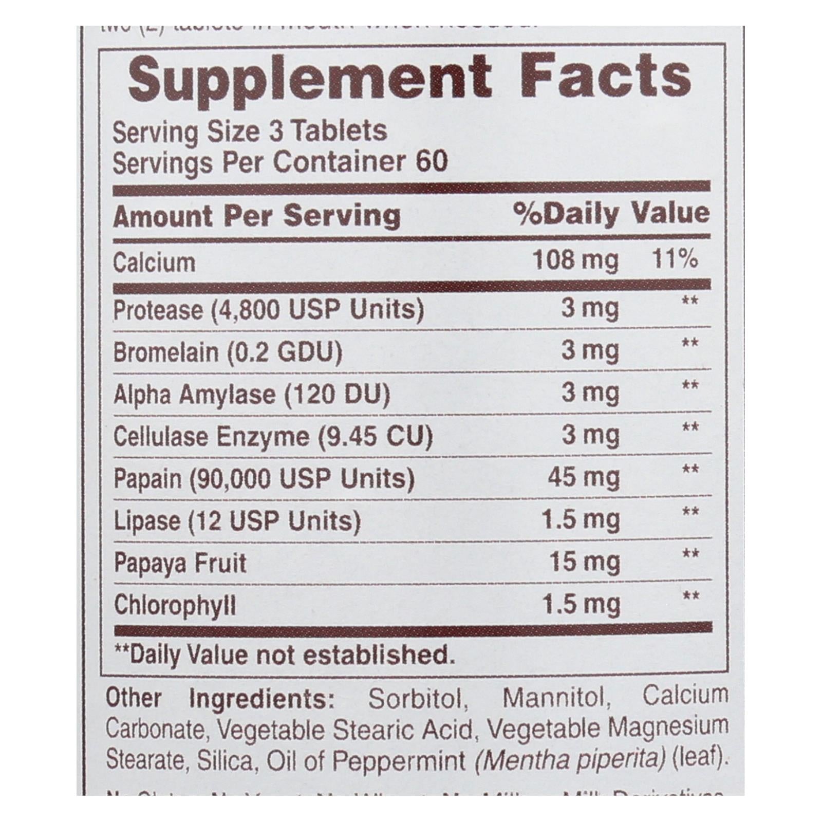 American Health - Super Papaya Enzyme Plus Chewable - 180 Chewable Tablets - GreatEagleInc