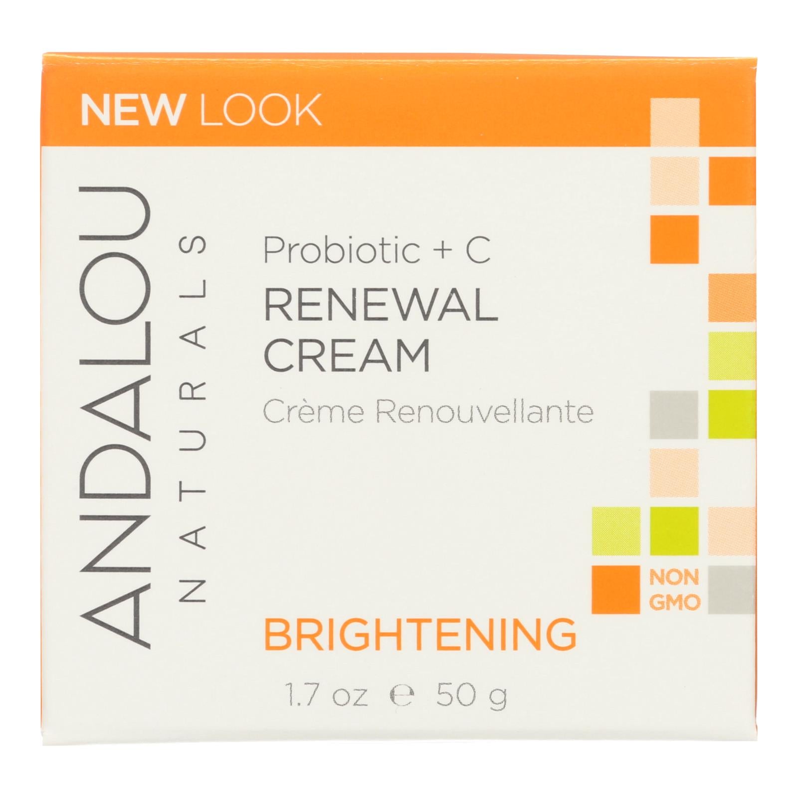 Andalou Naturals Renewal Cream Brightening Probiotic Plus C - 1.7 Fl Oz - GreatEagleInc