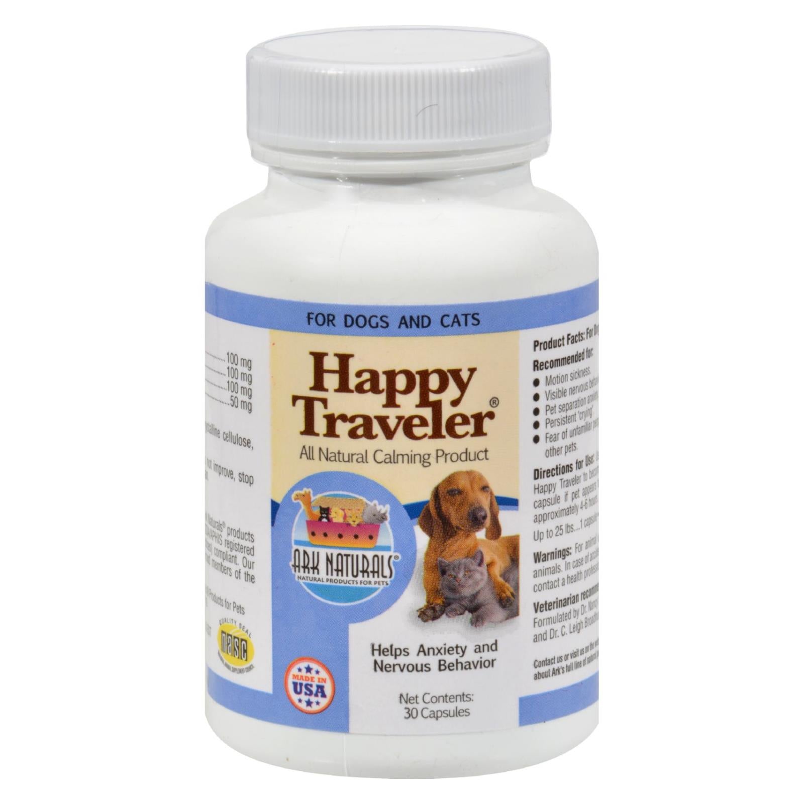 Ark Naturals Happy Traveler For Dogs And Cats - 30 Capsules - GreatEagleInc