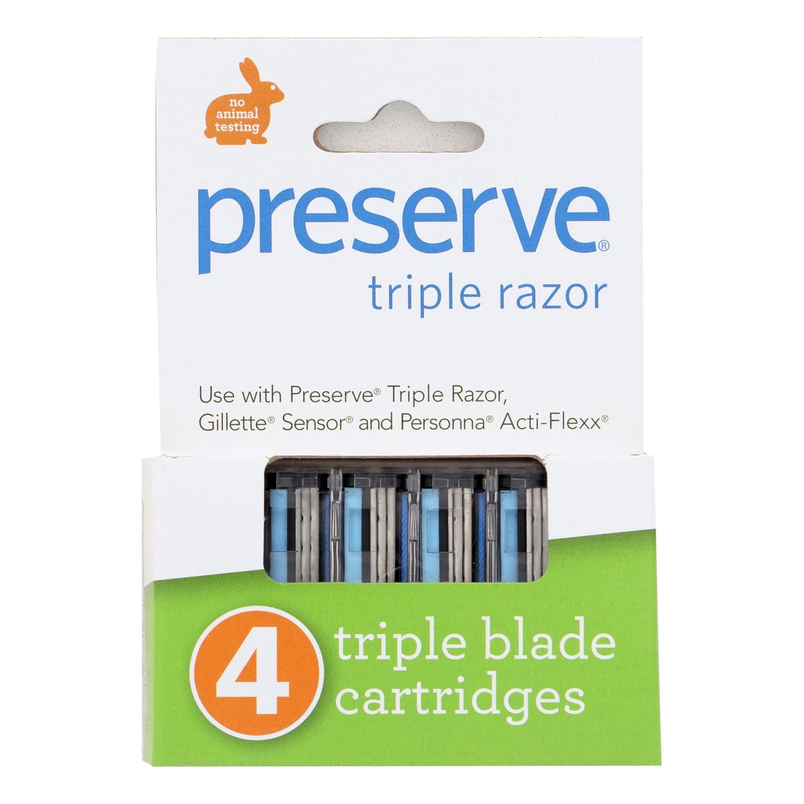 Preserve Triple Blade Refills - Case Of 6 - 4 Packs - GreatEagleInc
