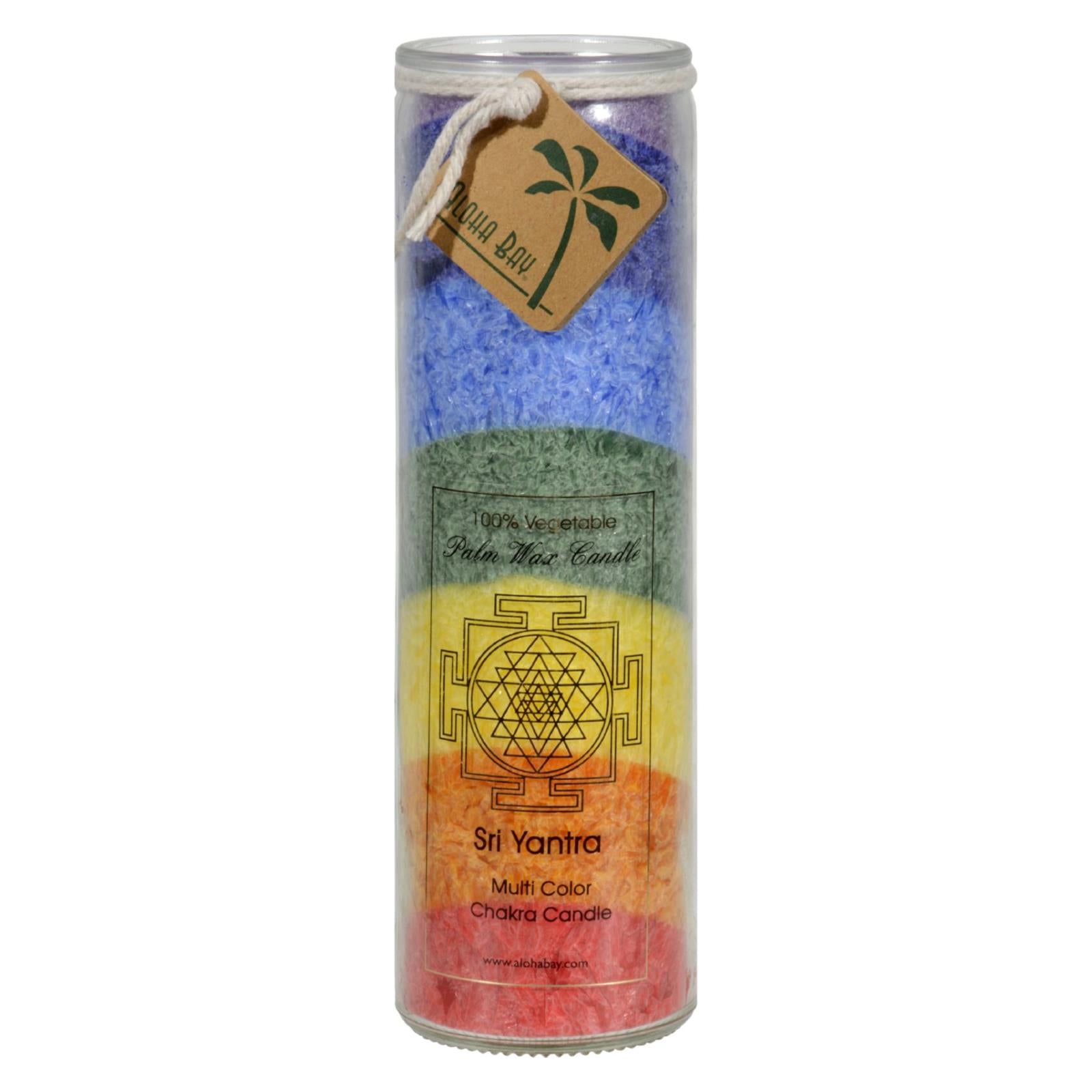 Aloha Bay - Unscented Chakra Jar Rainbow Sri Yantra 7 Color - 1 Candle - GreatEagleInc