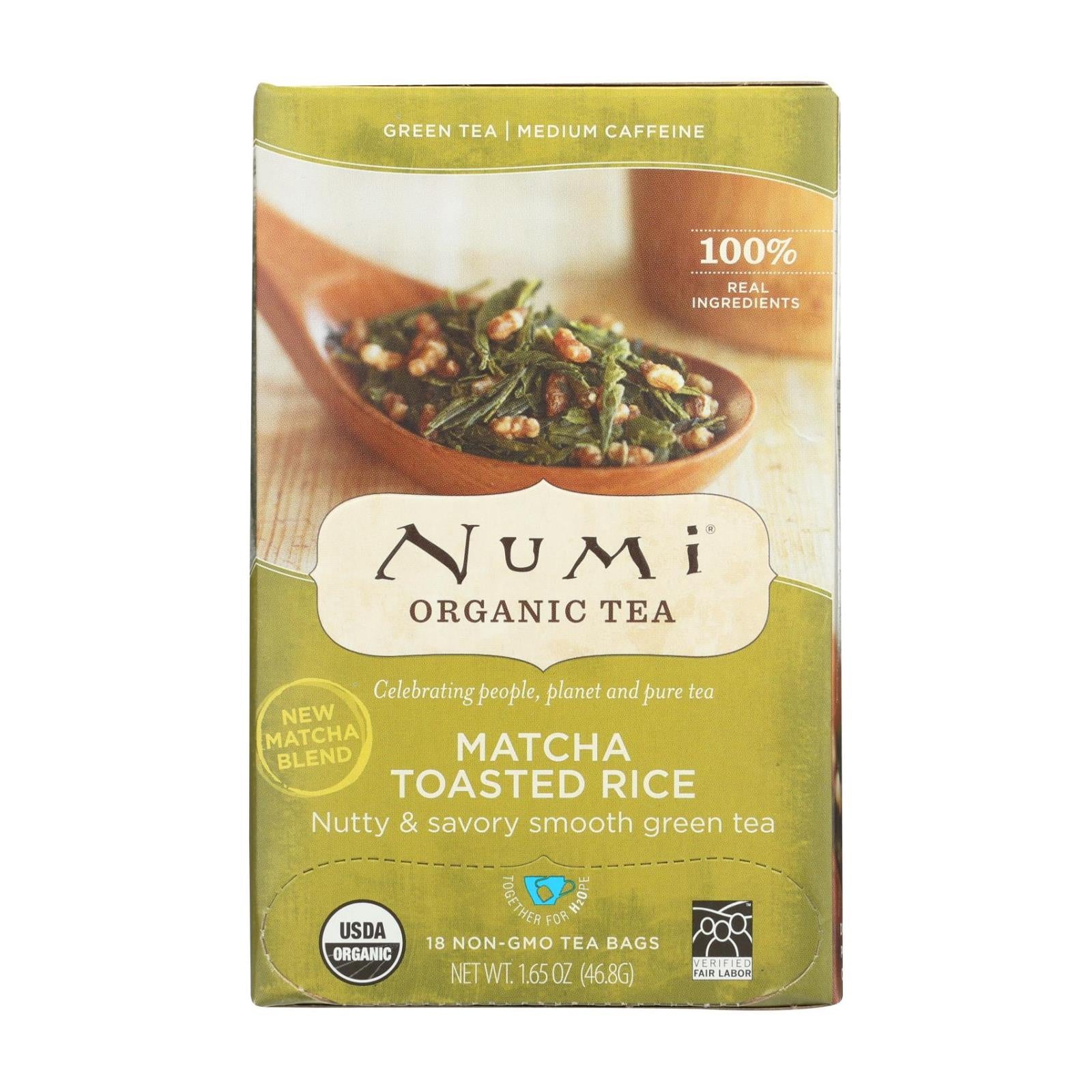 Numi Tea Toasted Rice Green Tea - Organic - Case Of 6 - 18 Bags - GreatEagleInc