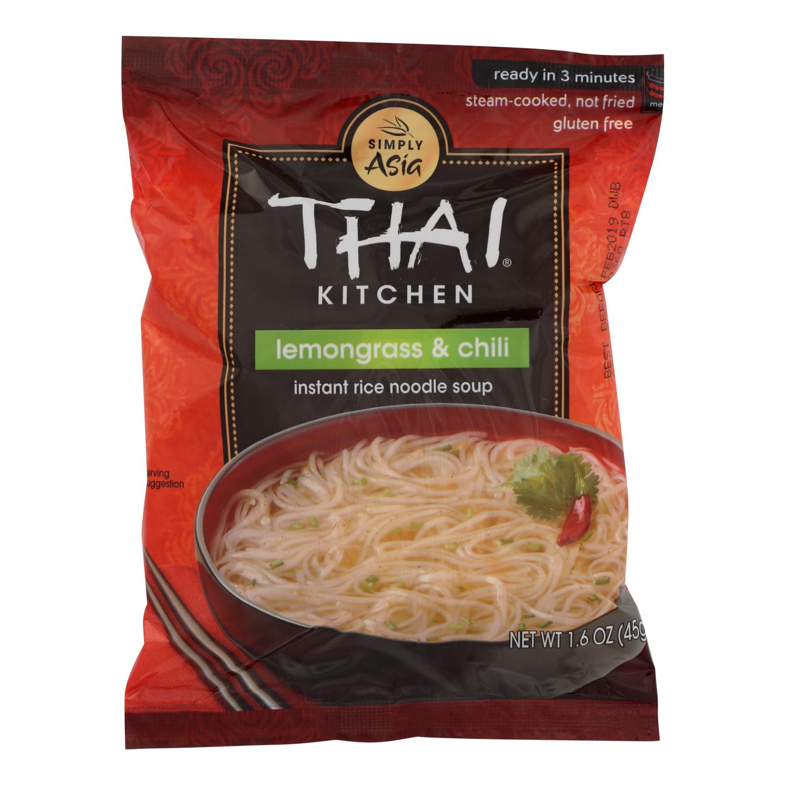 Thai Kitchen Instant Rice Noodle Soup - Lemongrass And Chili - Medium - 1.6 Oz - Case Of 6 - GreatEagleInc