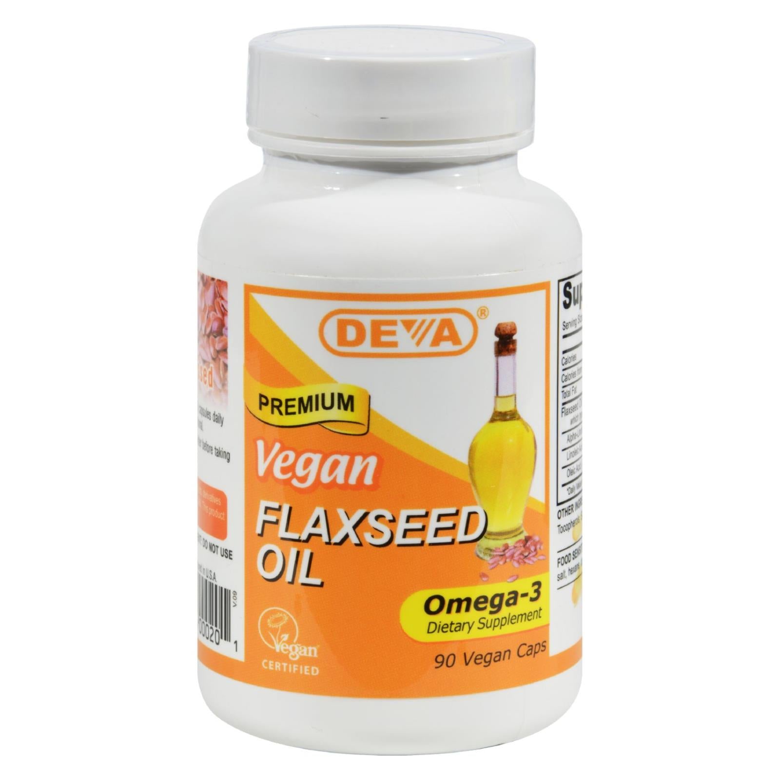 Deva Vegan Vitamins - Flaxseed Oil - 90 Vegan Capsules - GreatEagleInc