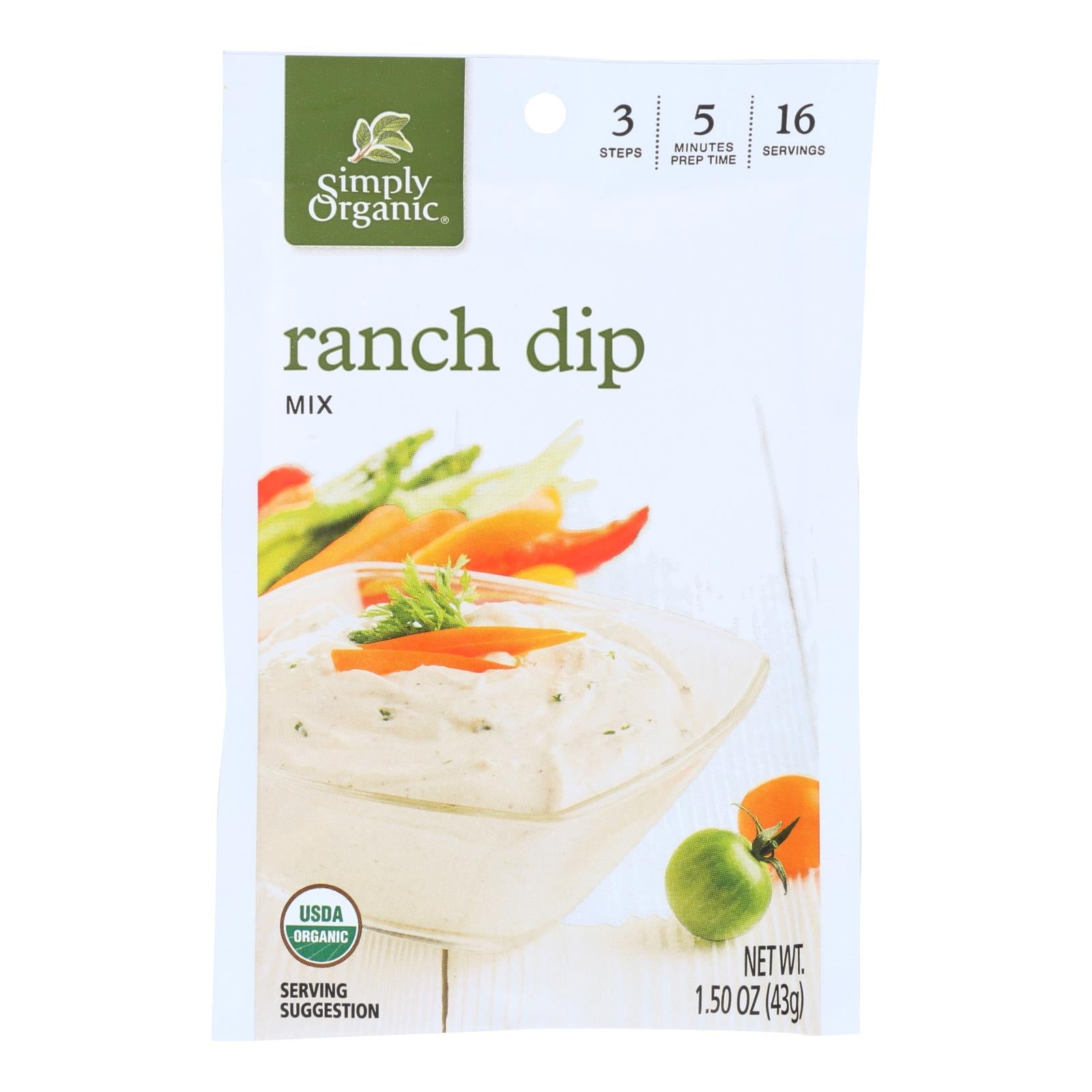 Simply Organic Ranch Dip Mix - Case Of 12 - 1.5 Oz. - GreatEagleInc