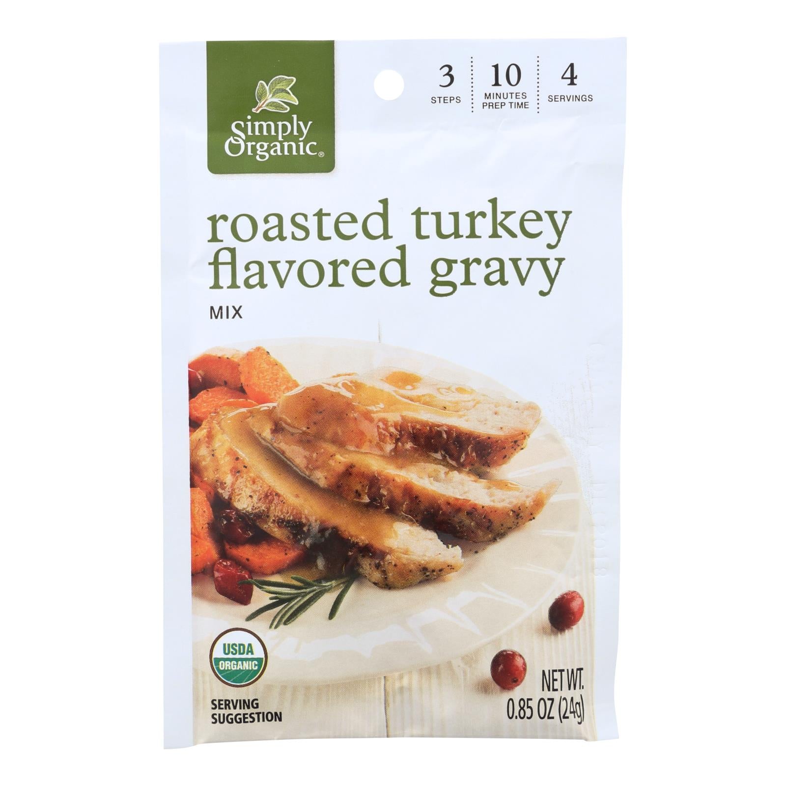 Simply Organic Roasted Turkey Flavored Gravy Seasoning Mix - Case Of 12 - 0.85 Oz. - GreatEagleInc