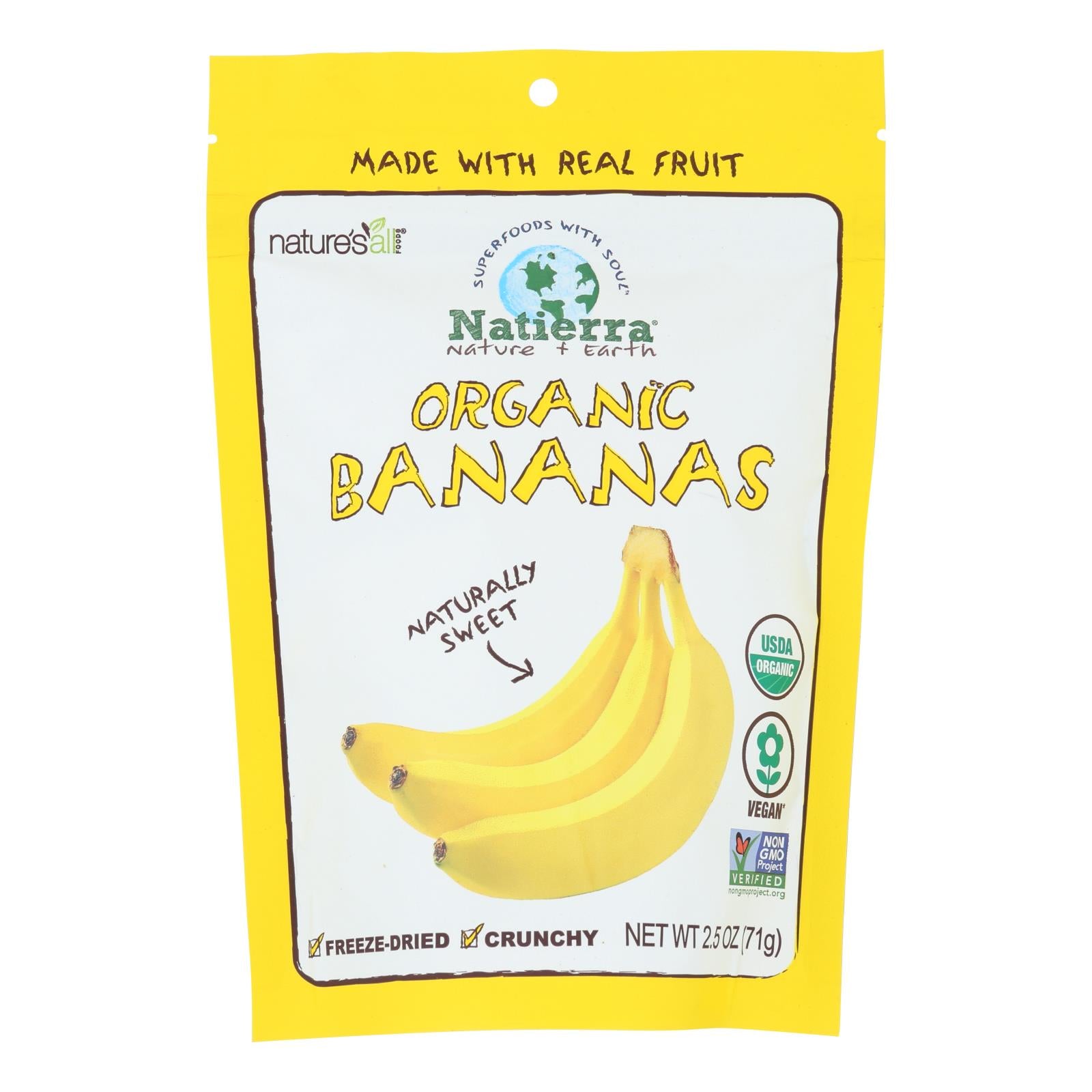 Natierra Organic Freeze Dried Raw - Banana - Case Of 12 - 2.5 Oz. - GreatEagleInc