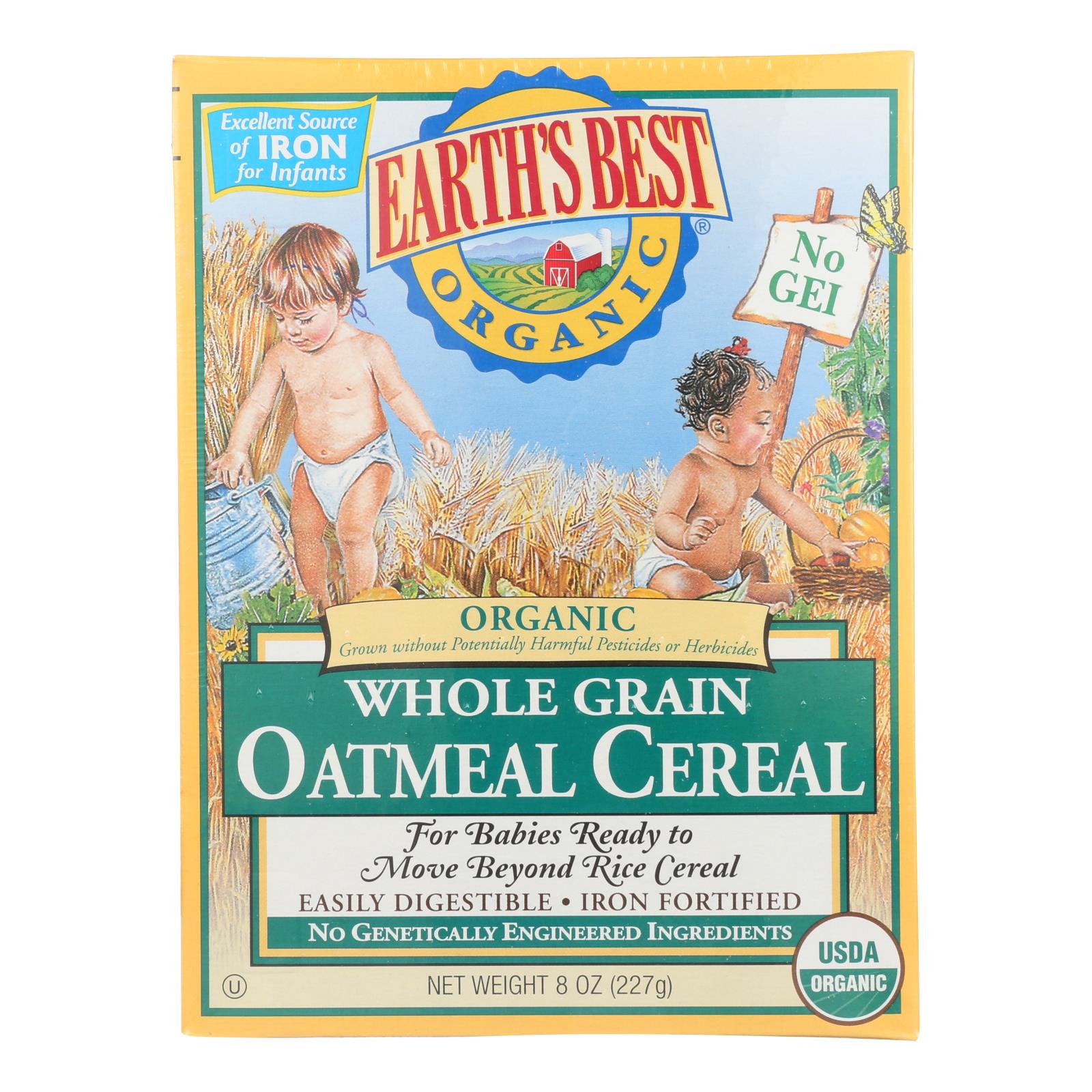 Earth's Best Organic Whole Grain Oatmeal Infant Cereal - Case Of 12 - 8 Oz. - GreatEagleInc