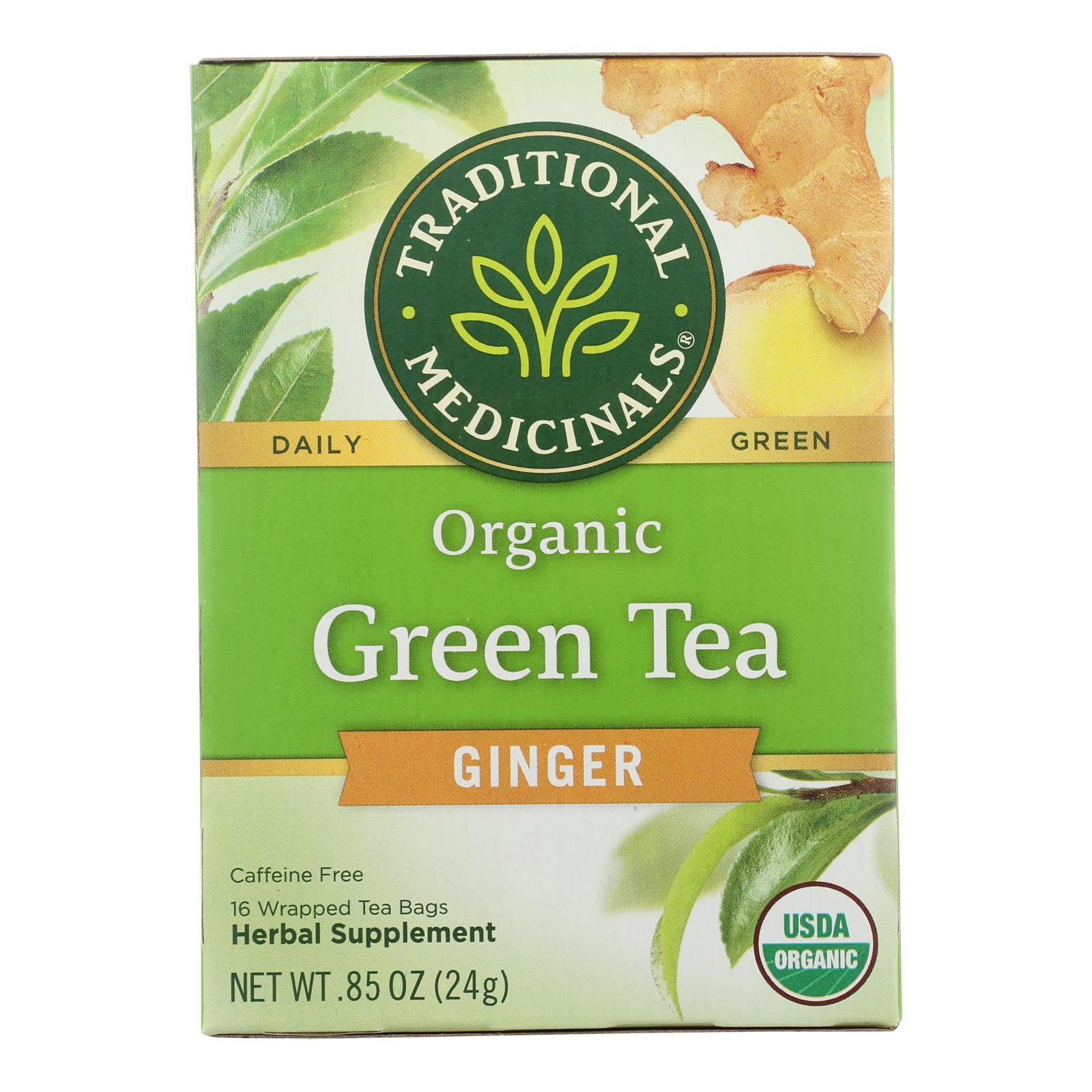 Traditional Medicinals Organic Green Tea Ginger - Case Of 6 - 16 Bags - GreatEagleInc