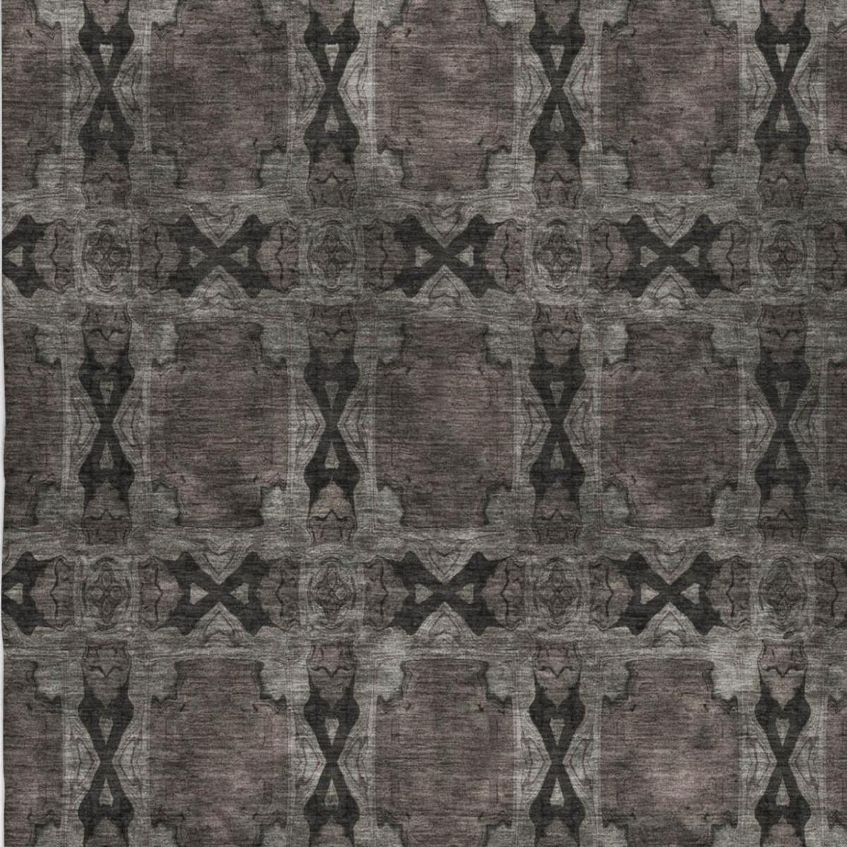 3' X 5' Gray And Charcoal Geometric Shag Washable Area Rug With UV Protection - Home & Garden