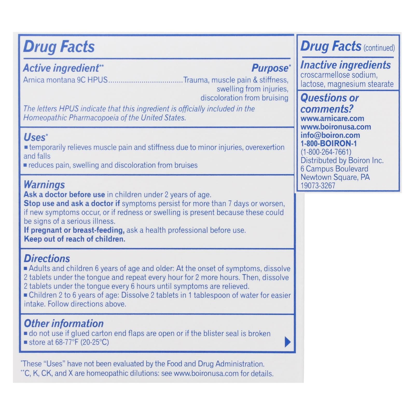 Boiron - Arnicare - 60 Tablets - GreatEagleInc