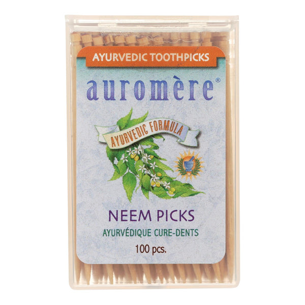 Auromere Ayurvedic Neem Picks - 100 Toothpicks - Case Of 12 - GreatEagleInc